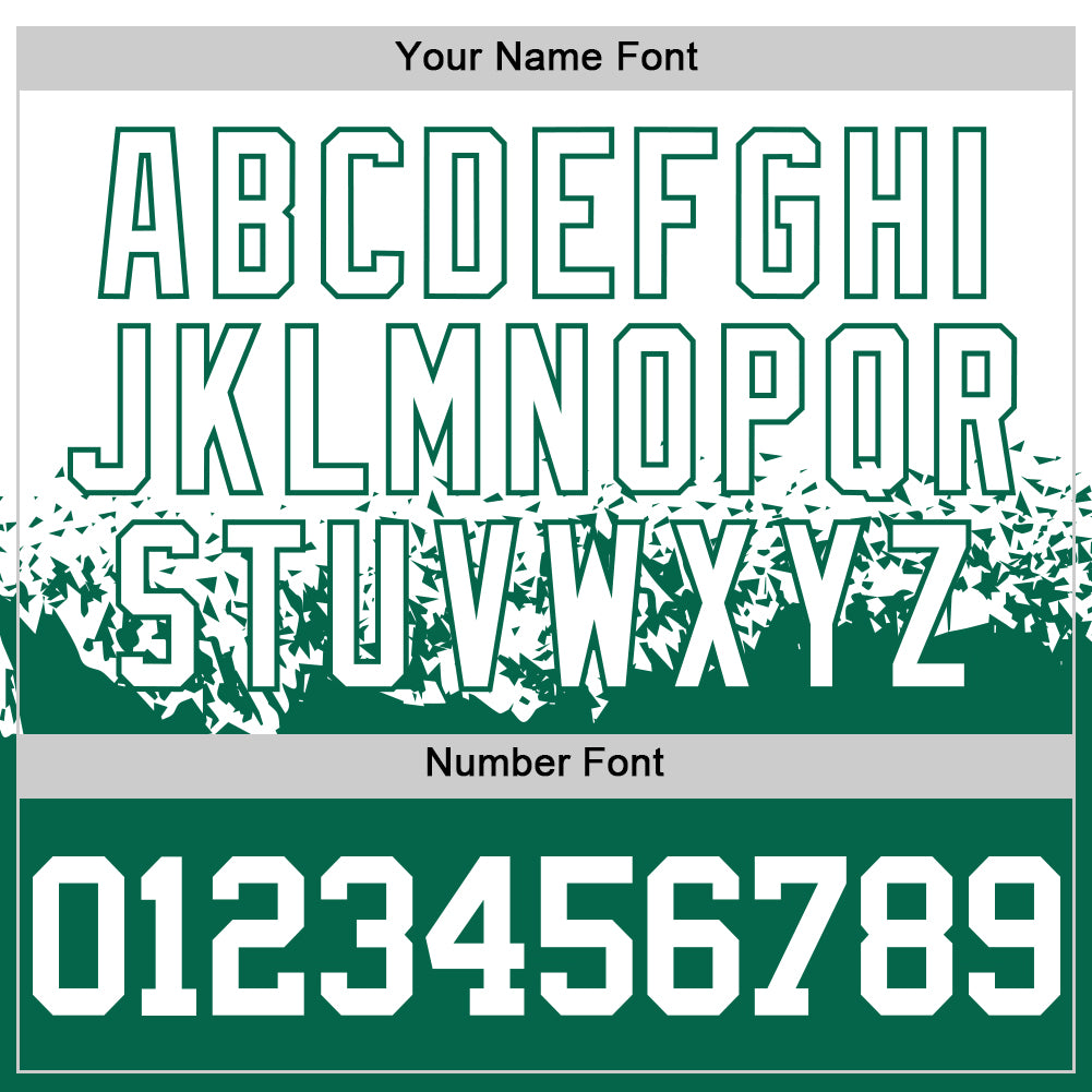 Custom White-Kelly Green Shattered Geometric Side Panel Stripe Round Neck Sublimation Basketball Set Jersey view 5