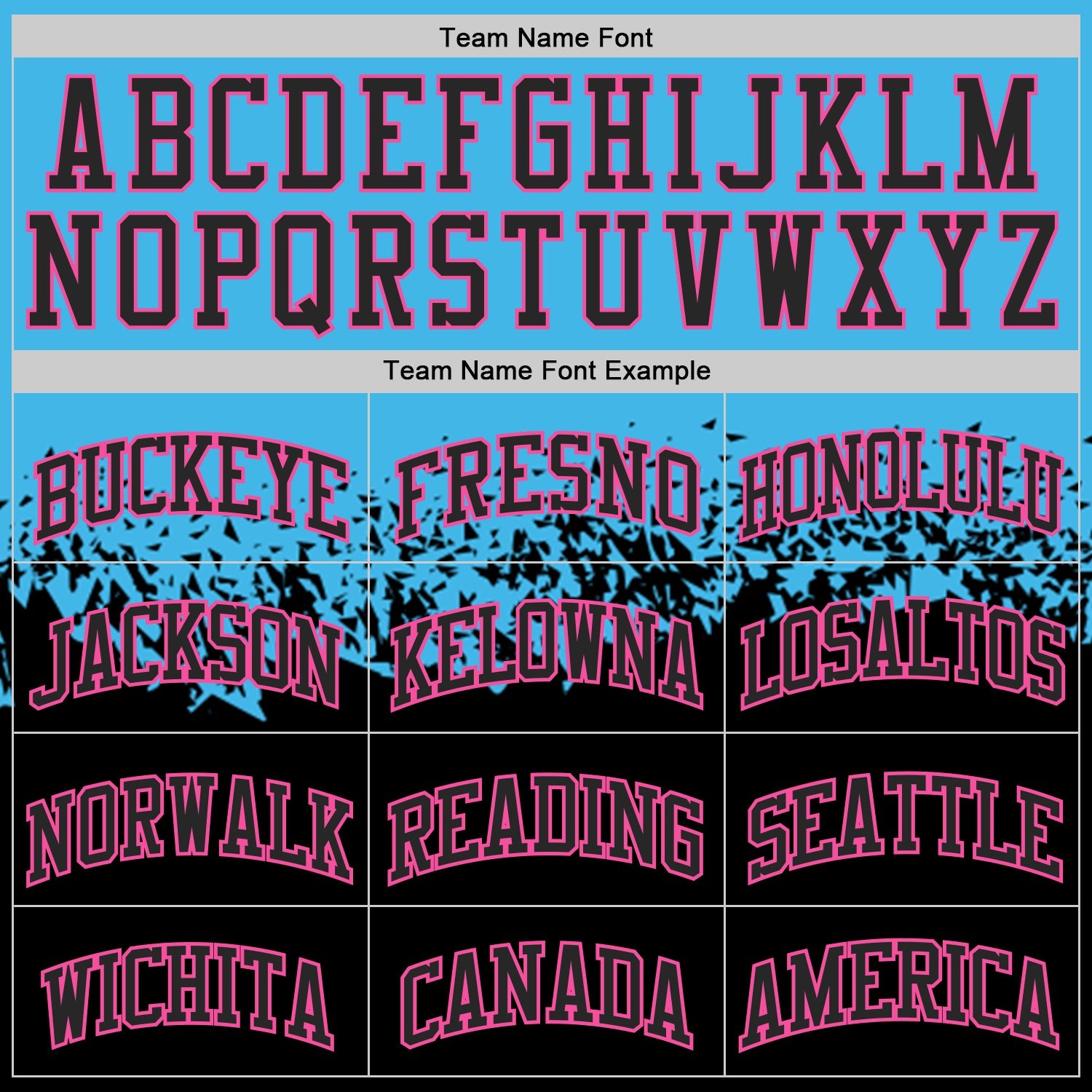 Custom Sky Blue Black-Pink Shattered Geometric Side Panel Stripe Round Neck Sublimation Basketball Set Jersey view 4