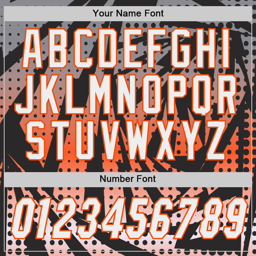 Custom Black White-Orange Lightning Gradient Dot Side Panel Stripe Round Neck Sublimation Basketball Set Jersey view 5