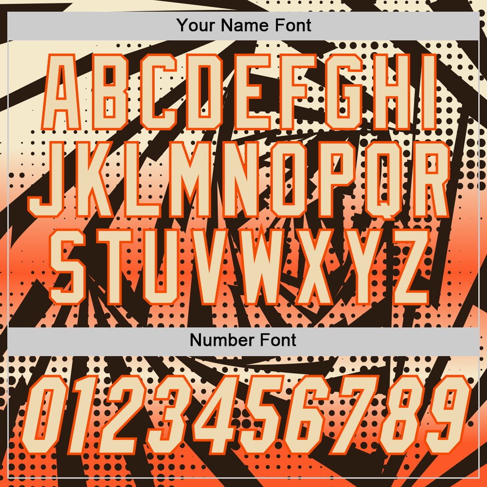 Custom Orange Cream-Brown Lightning Gradient Dot Side Panel Stripe Round Neck Sublimation Basketball Set Jersey view 5