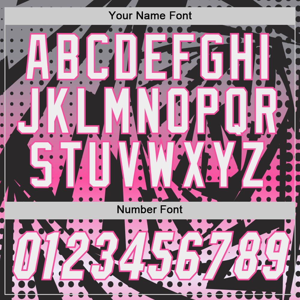 Custom Black White-Pink Lightning Gradient Dot Side Panel Stripe Round Neck Sublimation Basketball Set Jersey view 5