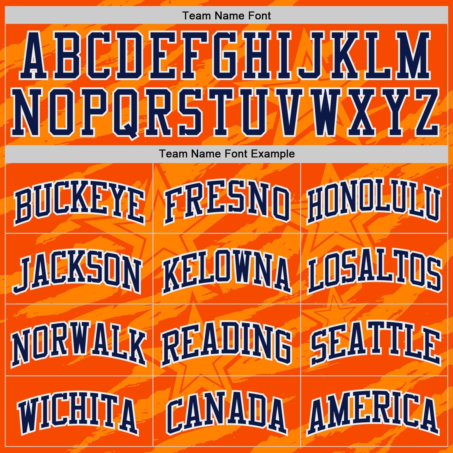 Custom Orange Navy-White Stripe Star Brush Stroke Round Neck Sublimation Basketball Uniform Jersey view 3