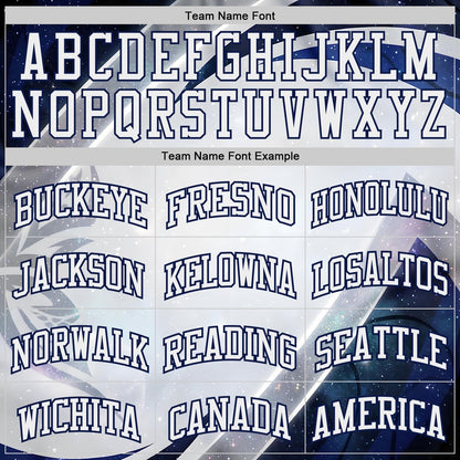 Custom White Gray-Navy Nebula Starry Galaxy Space Round Neck Sublimation Basketball Uniform Jersey view 3