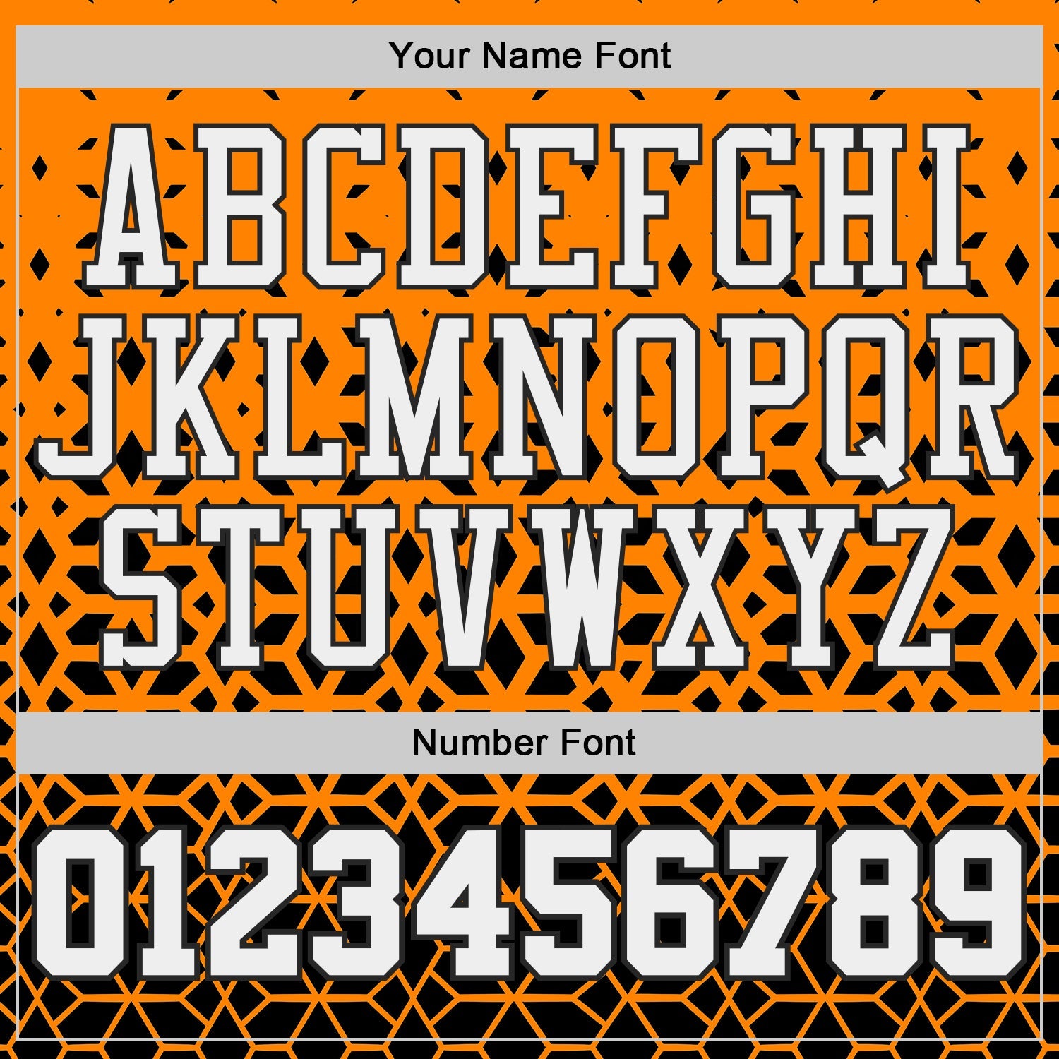 Custom Bay Orange White-Black Geometric Hexagon Gradient Round Neck Sublimation Basketball Uniform Jersey view 4