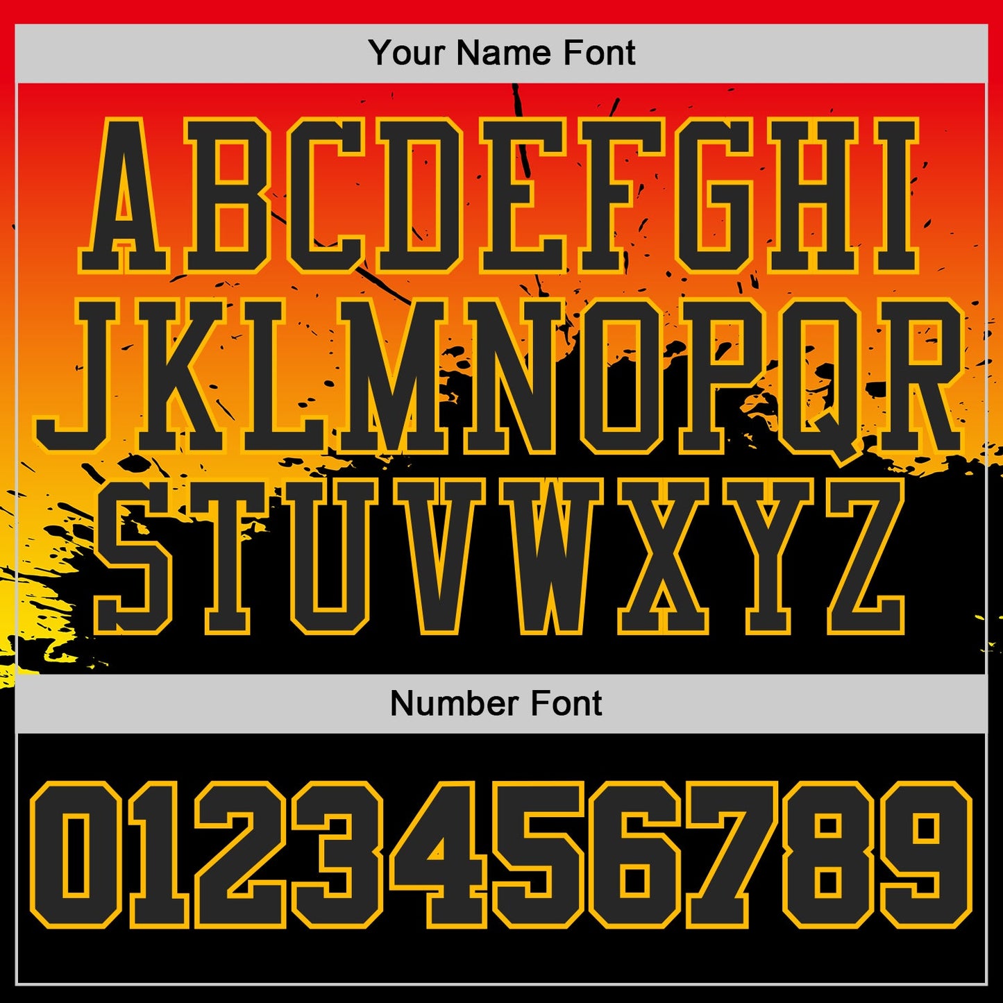 Custom Orange Black-Gold Splatter Gradient Round Neck Sublimation Basketball Uniform Jersey view 4