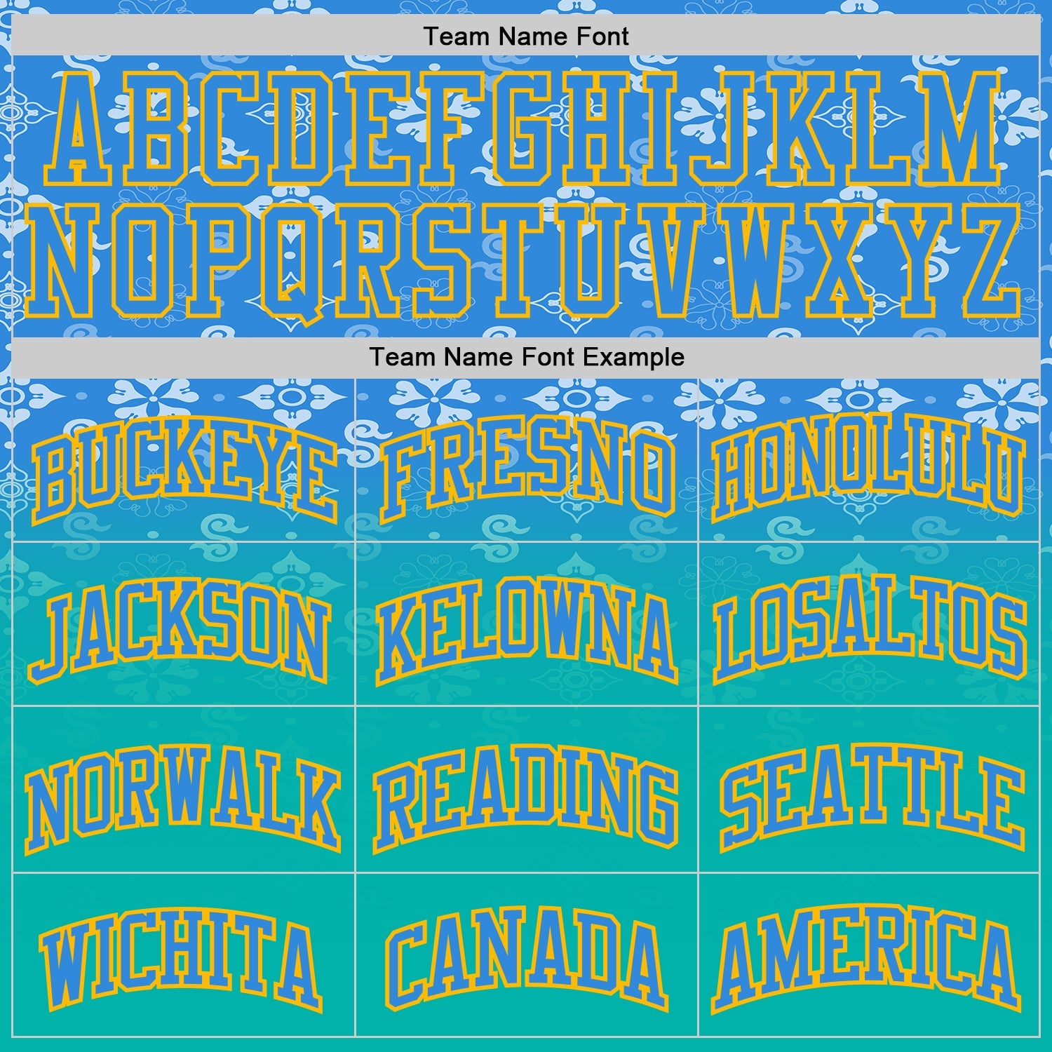 Custom Powder Blue Aqua-Gold Floral Texture Gradient Round Neck Sublimation Basketball Uniform Jersey view 3