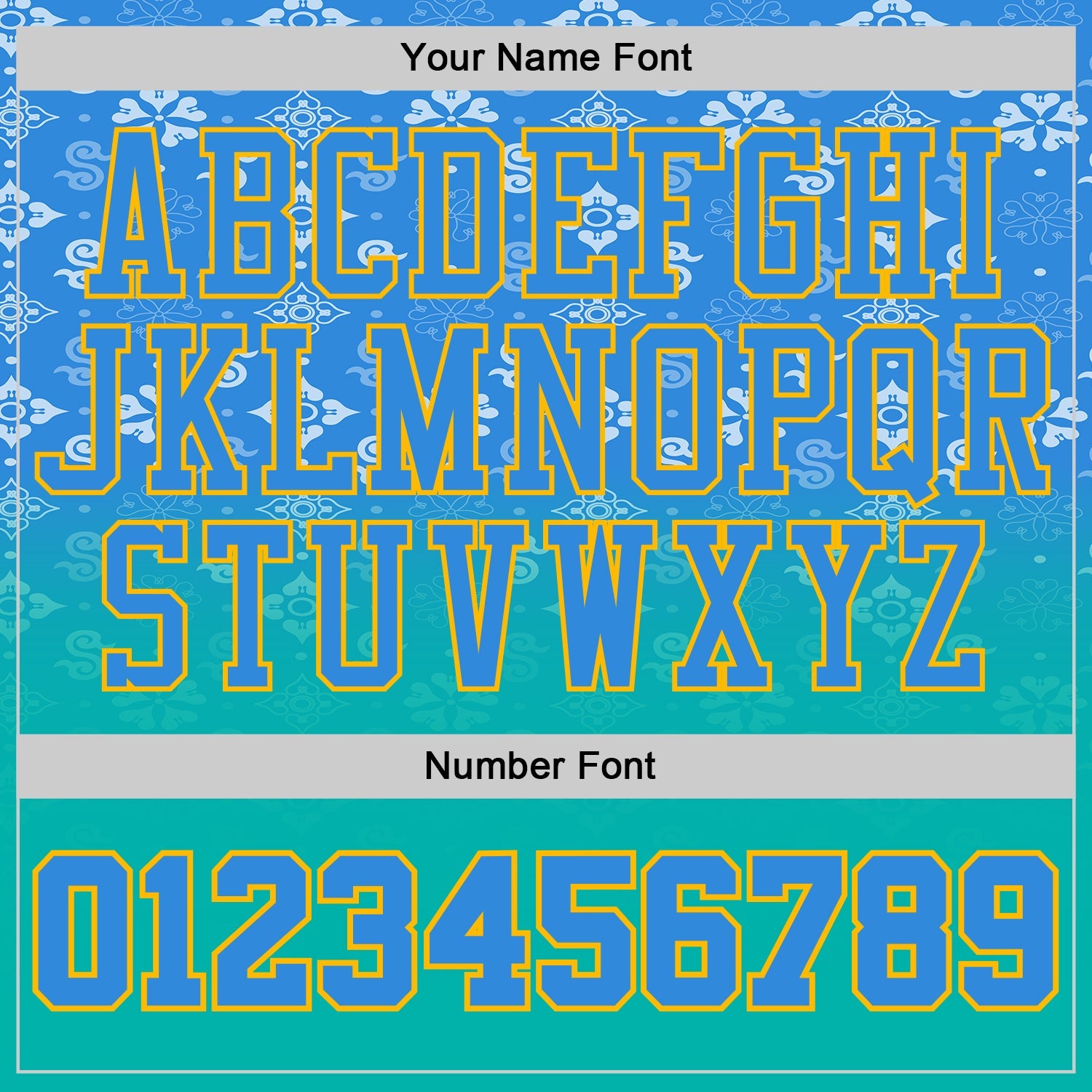 Custom Powder Blue Aqua-Gold Floral Texture Gradient Round Neck Sublimation Basketball Uniform Jersey view 4