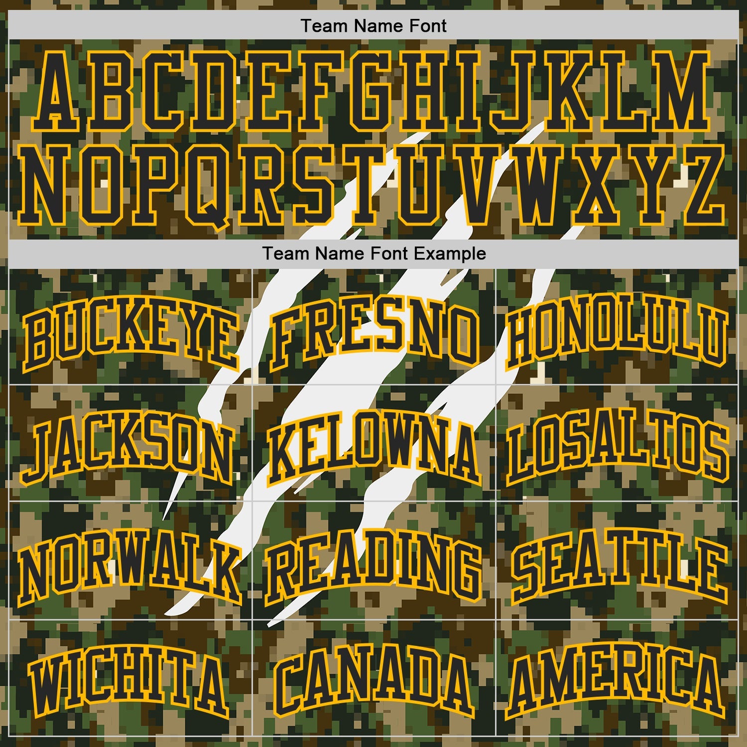 Custom Camo Black-Gold Woodland Camouflage Claw Scratch Round Neck Sublimation Salute To Service Basketball Uniform Jersey view 3
