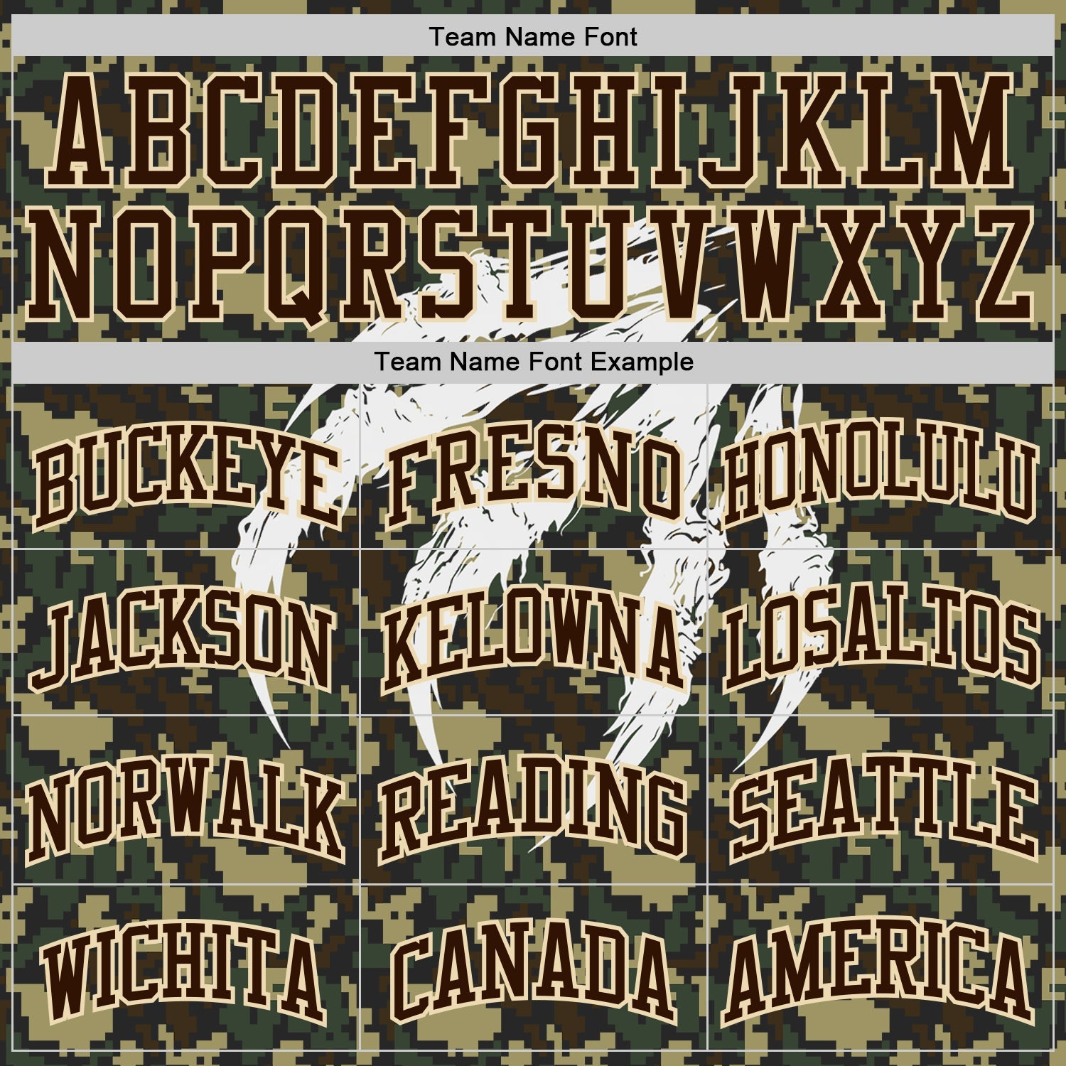 Custom Camo Brown-Cream Woodland Camouflage Claw Scratch Round Neck Sublimation Salute To Service Basketball Uniform Jersey view 3