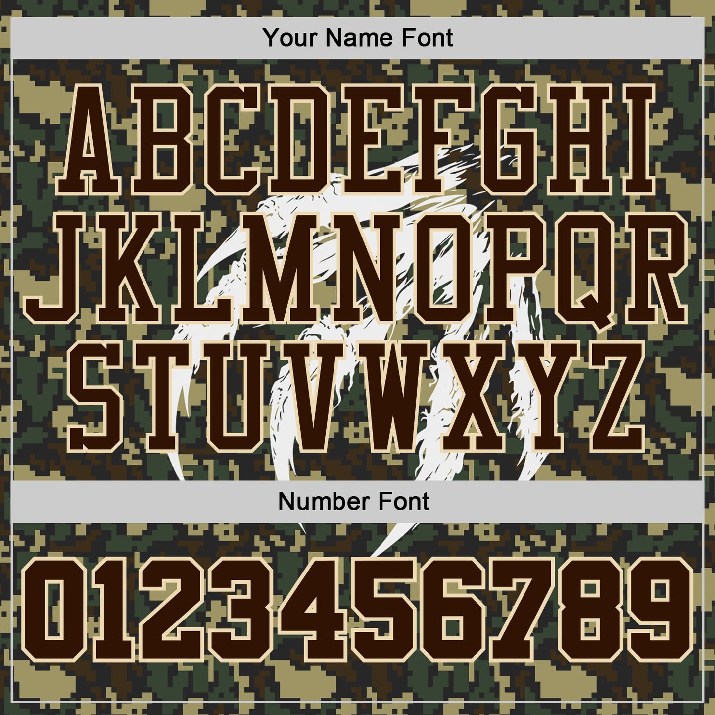 Custom Camo Brown-Cream Woodland Camouflage Claw Scratch Round Neck Sublimation Salute To Service Basketball Uniform Jersey view 4
