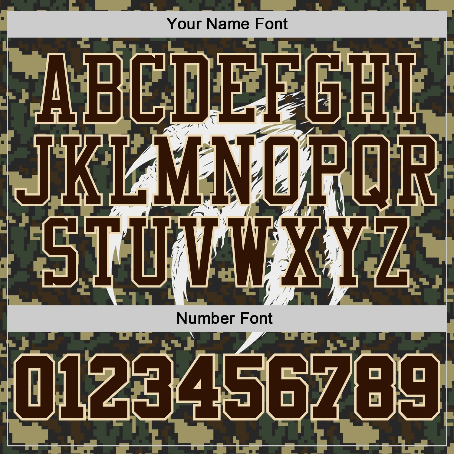Custom Camo Brown-Cream Woodland Camouflage Claw Scratch Round Neck Sublimation Salute To Service Basketball Uniform Jersey view 4