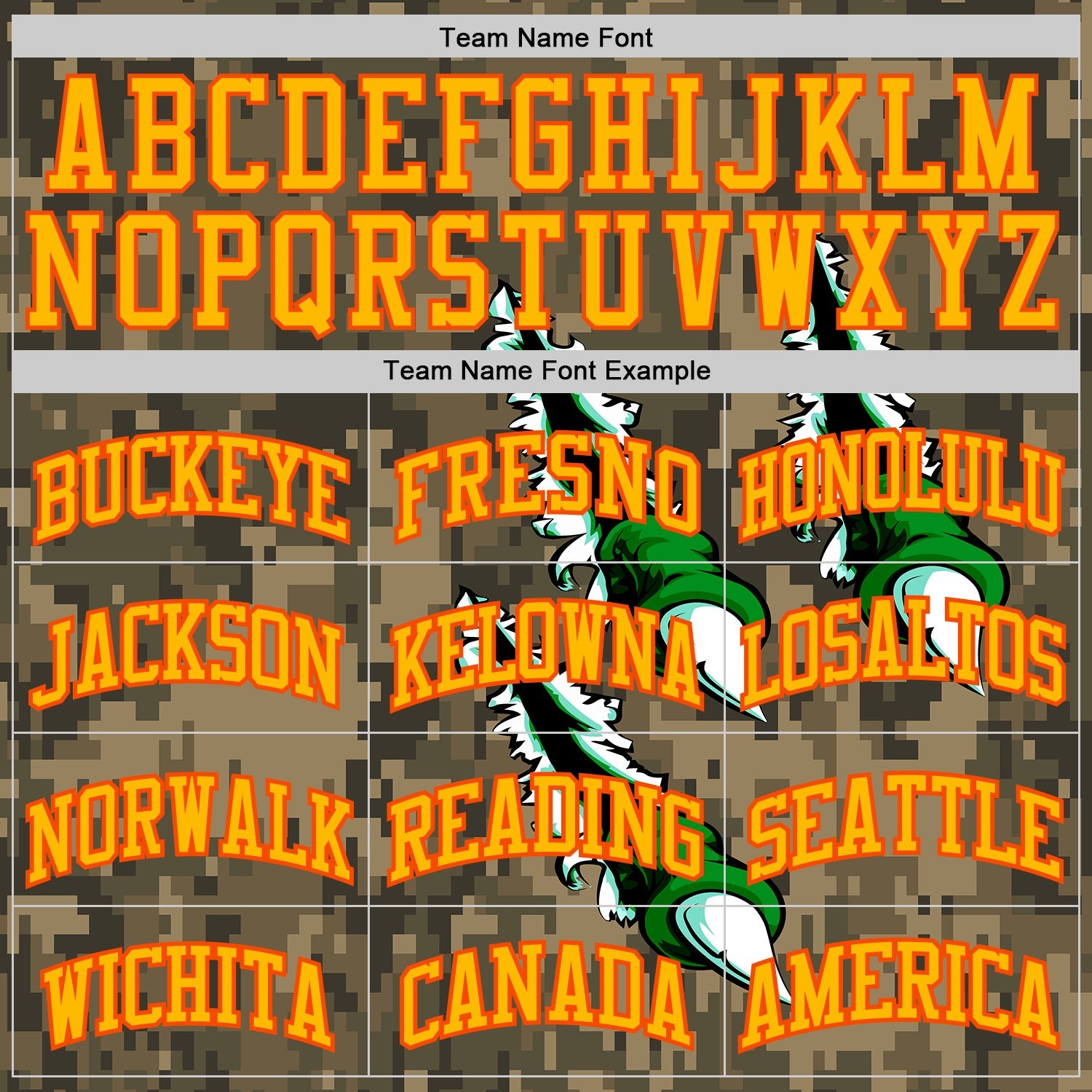 Custom Camo Gold-Orange Digital Camouflage Monster Claw Round Neck Sublimation Salute To Service Basketball Uniform Jersey view 3