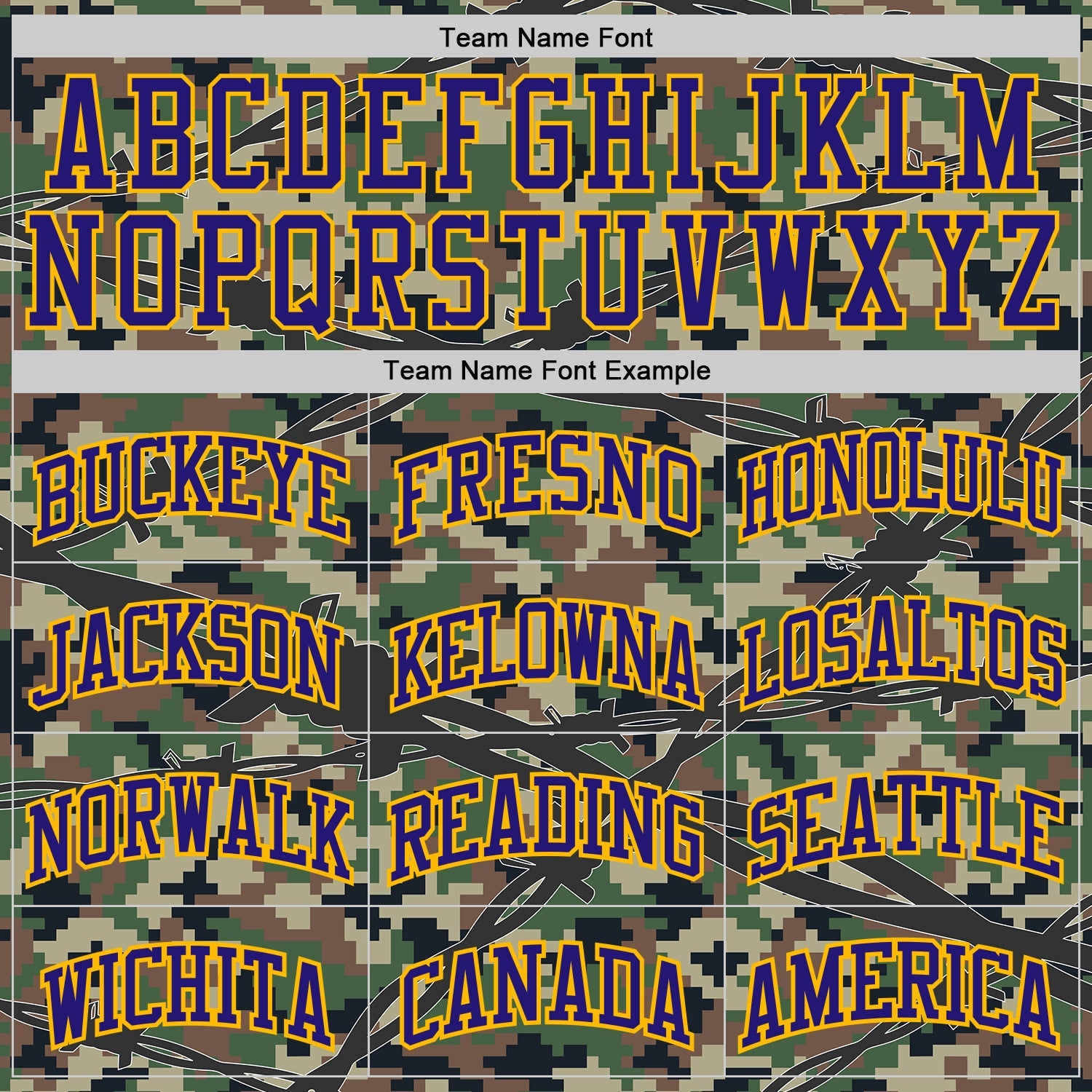 Custom Camo Dark Purple-Gold Woodland Camouflage Barbed Wire Round Neck Sublimation Salute To Service Basketball Uniform Jersey view 3