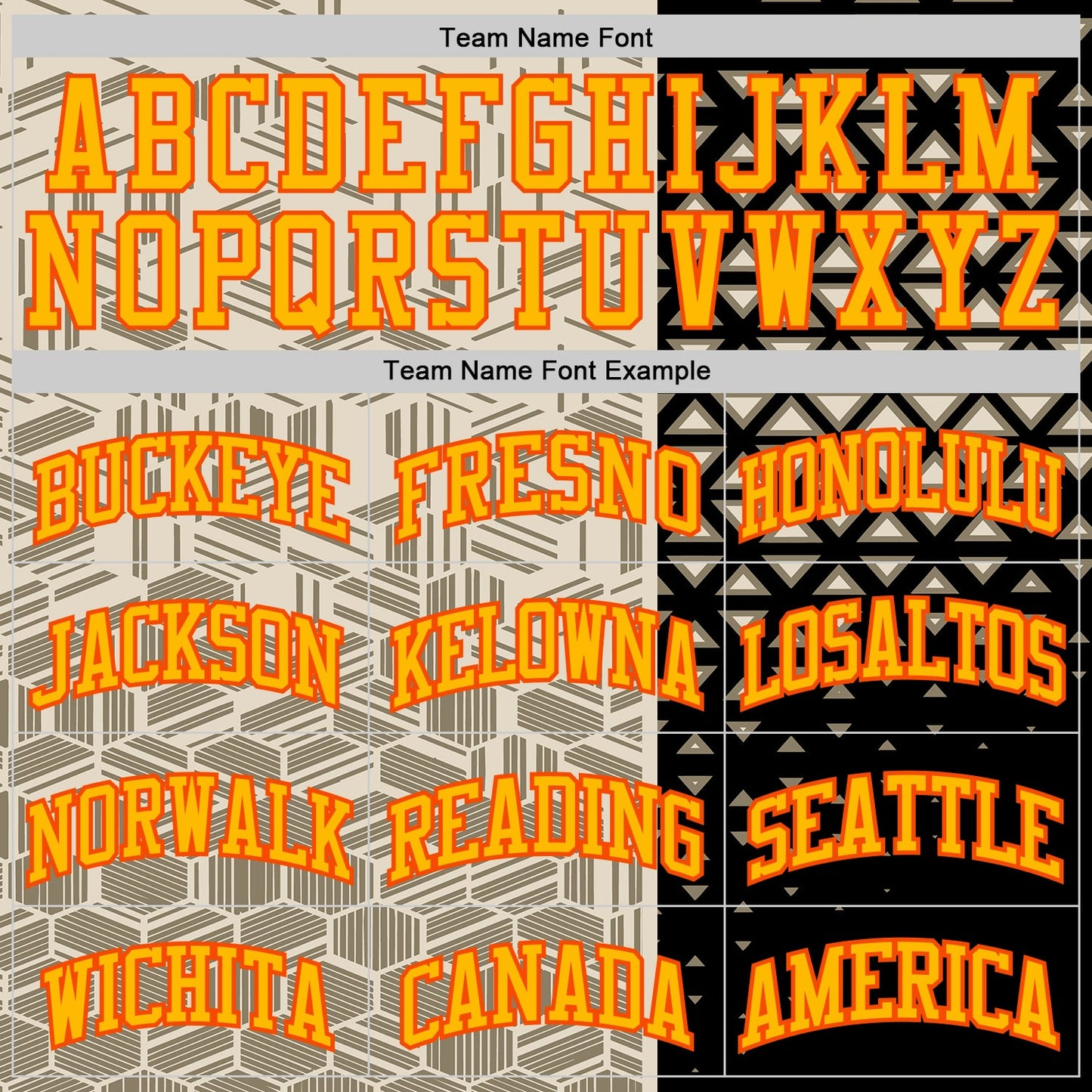 Custom Cream Gold Black-Orange Split Geometric Tribal Round Neck Sublimation Basketball Uniform Jersey view 3