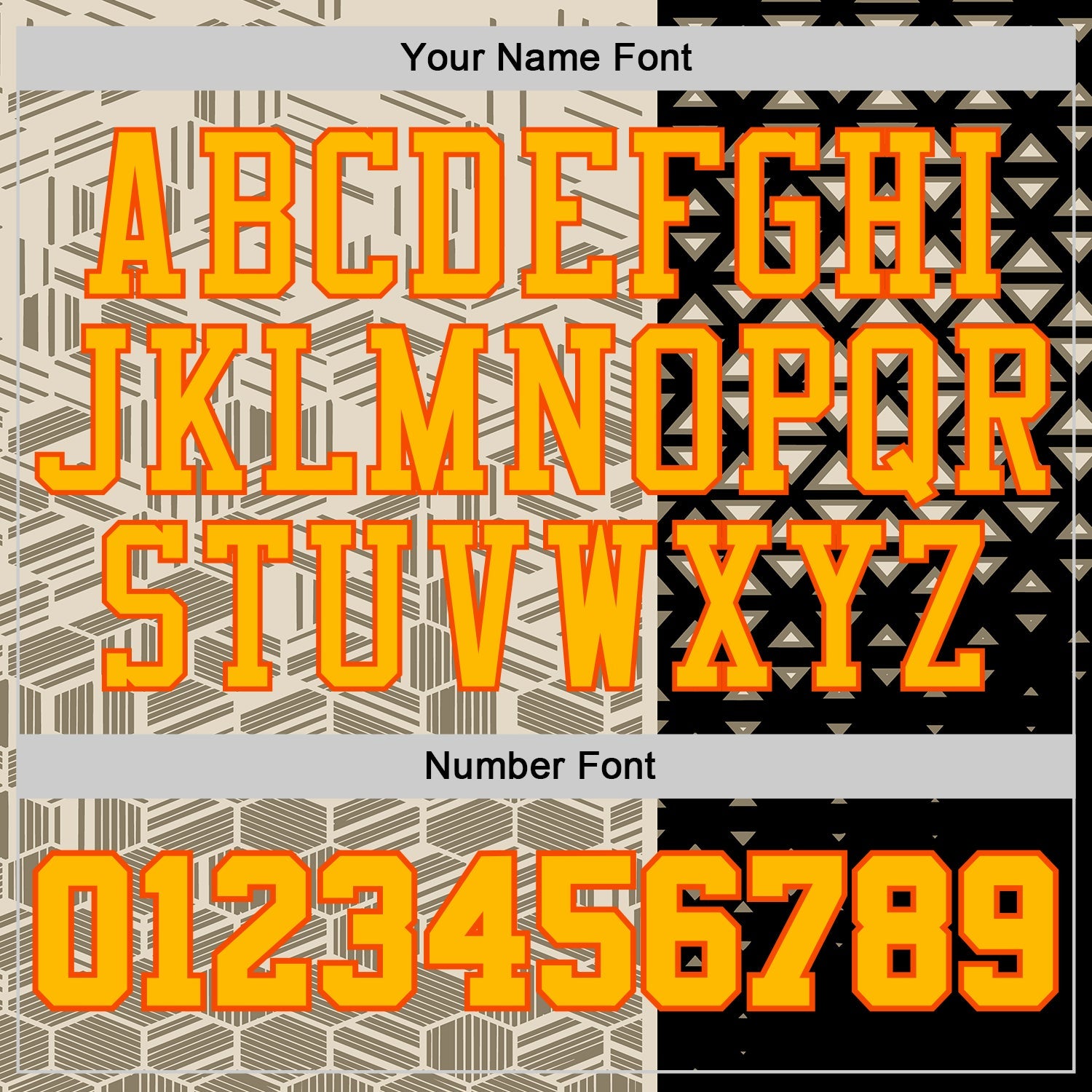 Custom Cream Gold Black-Orange Split Geometric Tribal Round Neck Sublimation Basketball Uniform Jersey view 4
