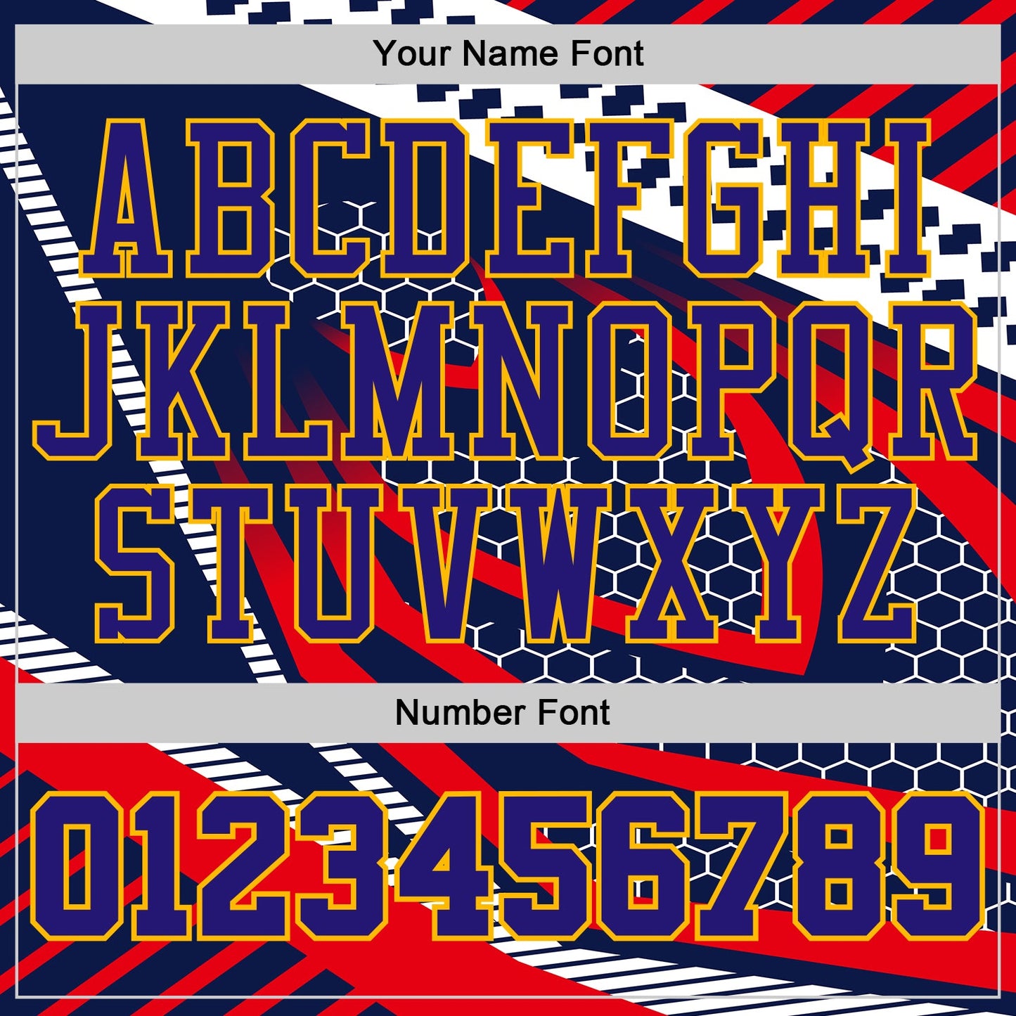 Custom Navy Dark Purple Red-Gold Geometric Abstract Hexagon Round Neck Sublimation Basketball Uniform Jersey view 4