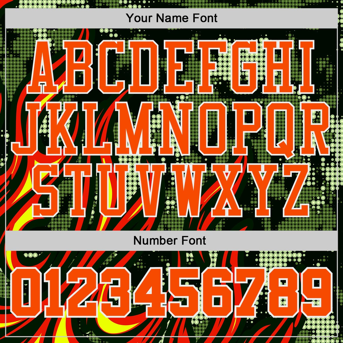 Custom Green Orange-White Irregular Fire Flames Round Neck Sublimation Basketball Uniform Jersey view 4
