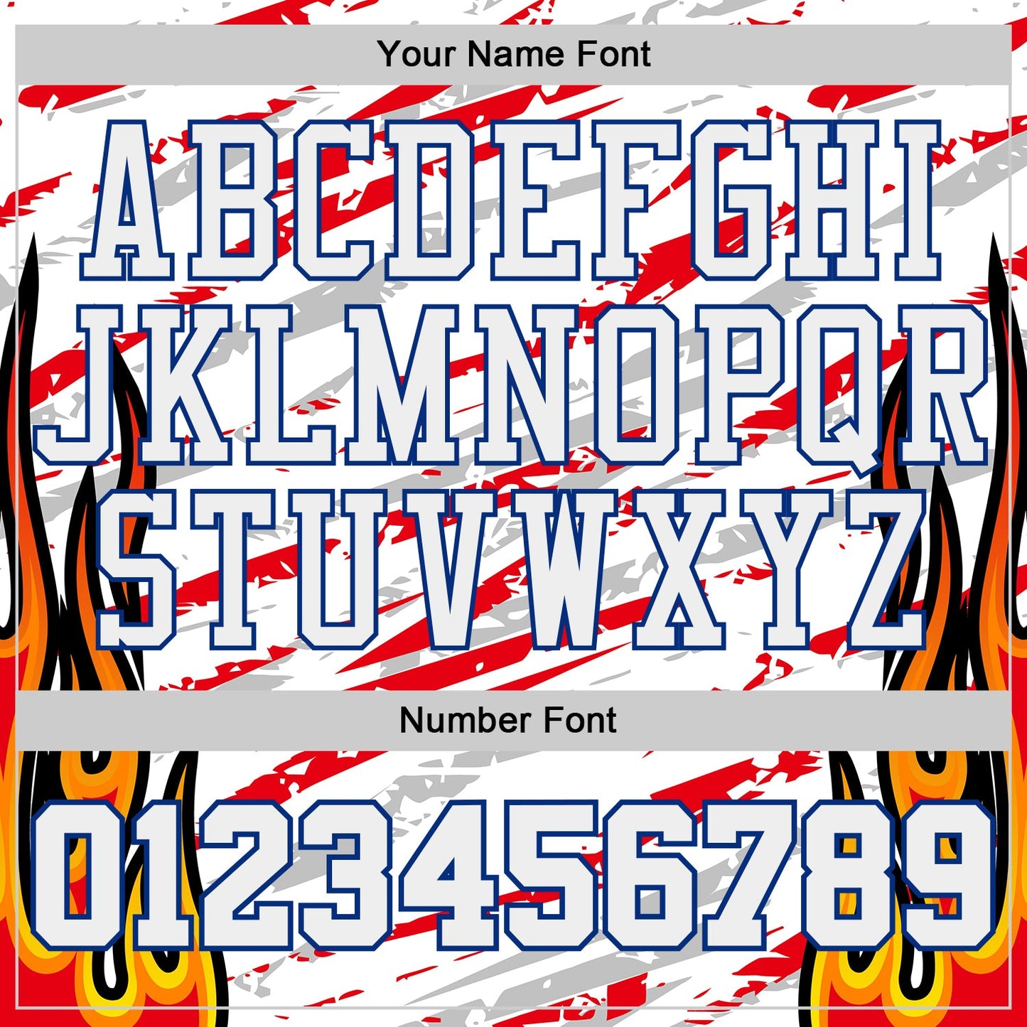 Custom White Royal-Fire Red Irregular Fire Flames Round Neck Sublimation Basketball Uniform Jersey view 4