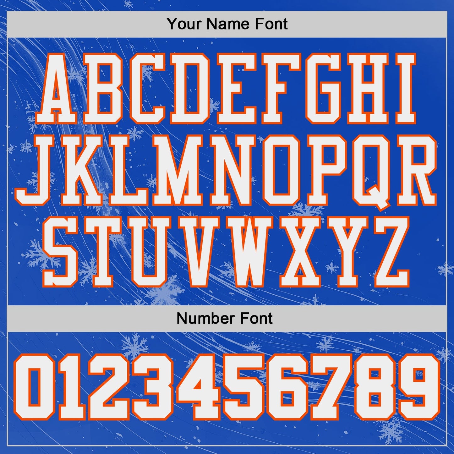 Custom Thunder Blue White Orange Black-Yellow Winter Snowflake Round Neck Sublimation Basketball Uniform Jersey view 4