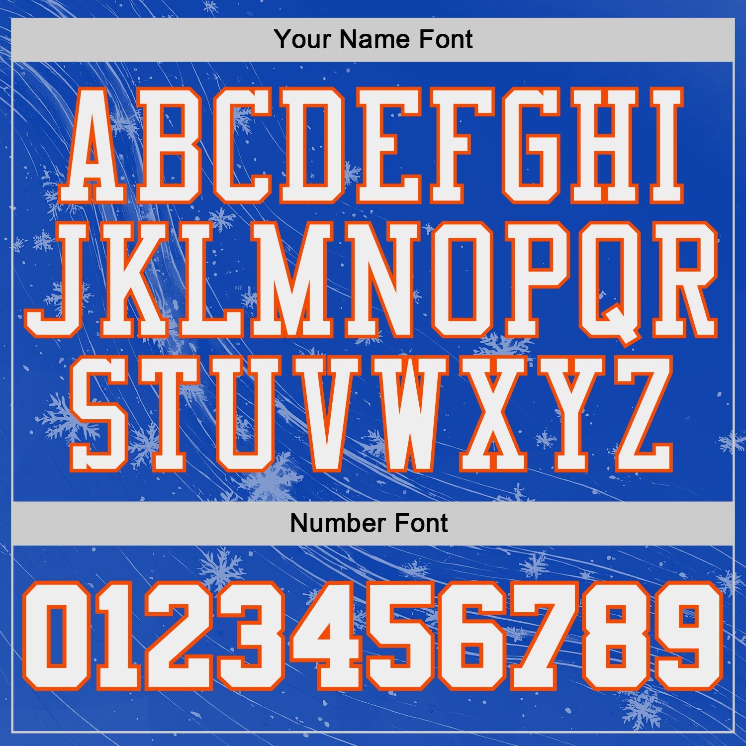 Custom Thunder Blue White Orange Black-Yellow Winter Snowflake Round Neck Sublimation Basketball Uniform Jersey view 4