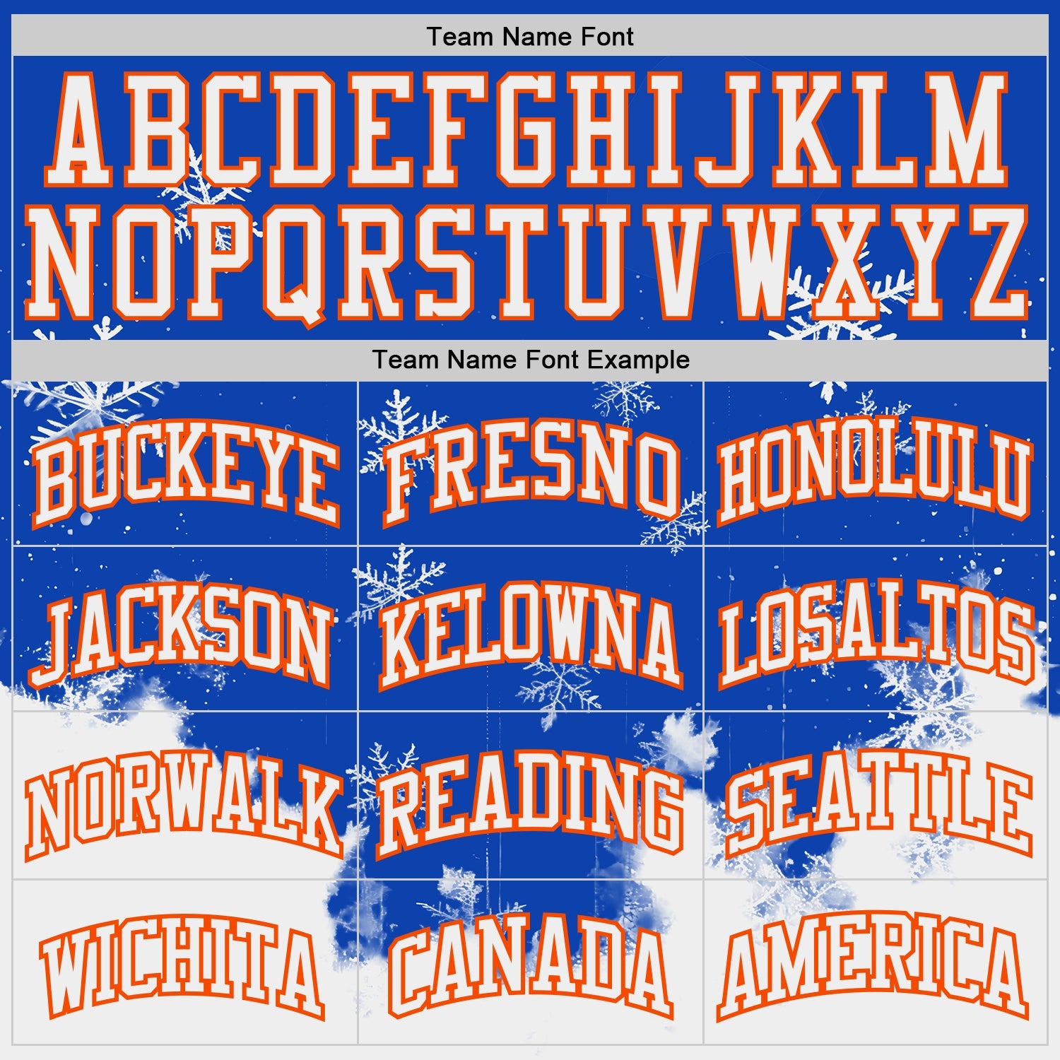 Custom Thunder Blue White Orange Black-Yellow Winter Snowflake Gradient Round Neck Sublimation Basketball Uniform Jersey view 3