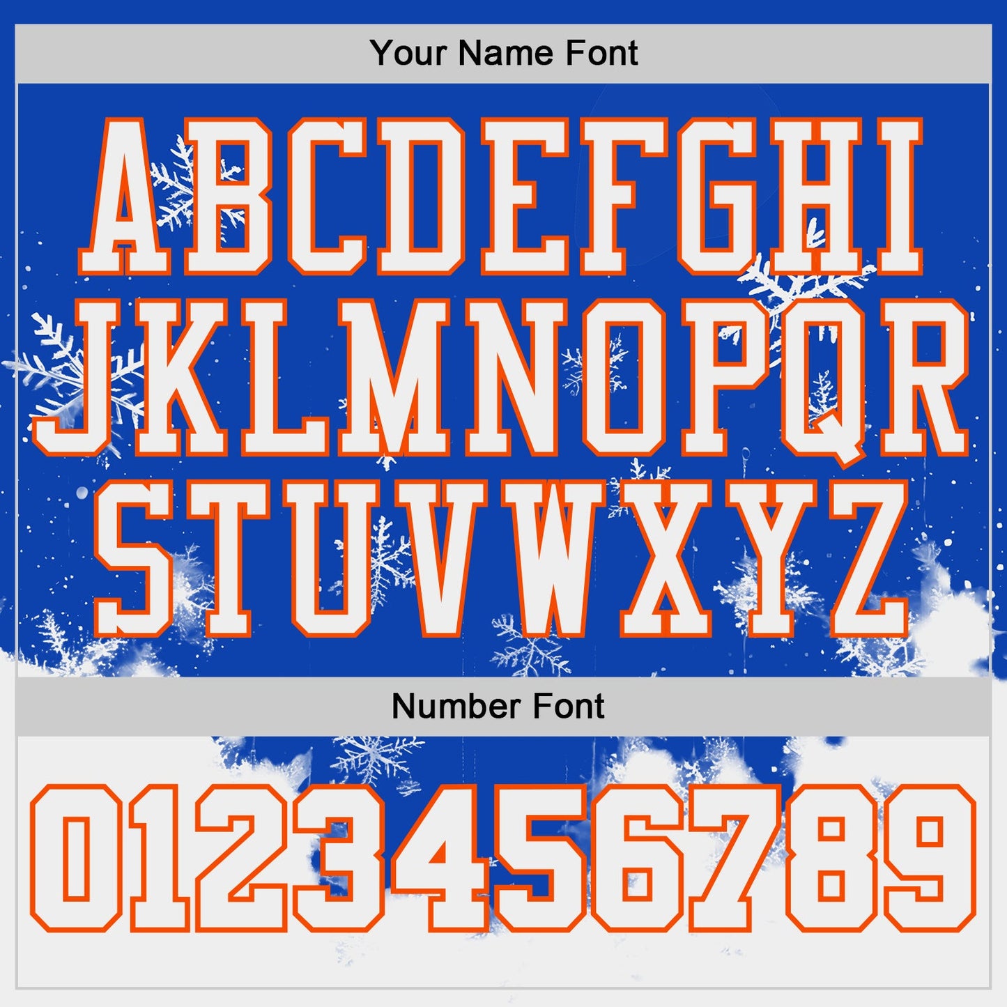 Custom Thunder Blue White Orange Black-Yellow Winter Snowflake Gradient Round Neck Sublimation Basketball Uniform Jersey view 4