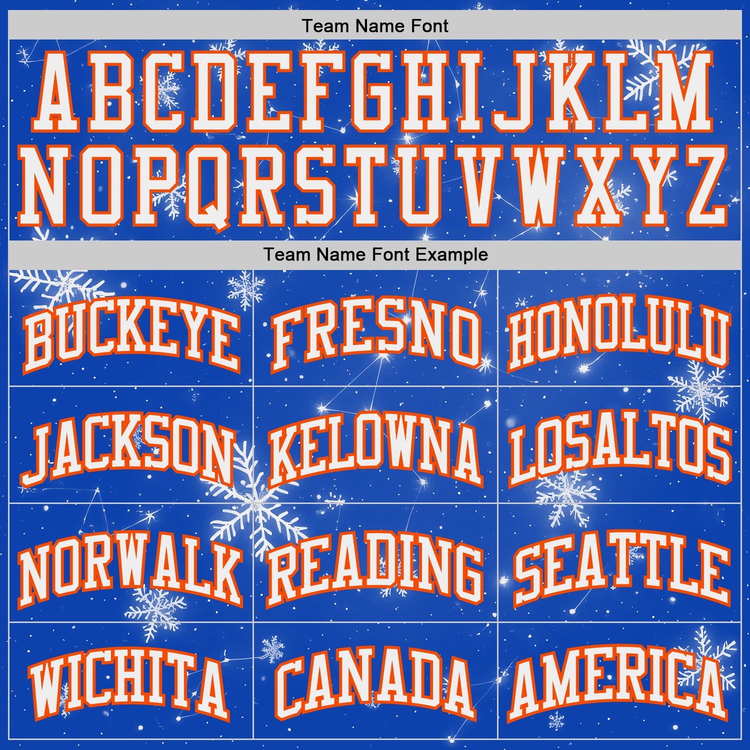 Custom Thunder Blue White Orange Black-Yellow Winter Snowflake Gradient Round Neck Sublimation Basketball Uniform Jersey view 3