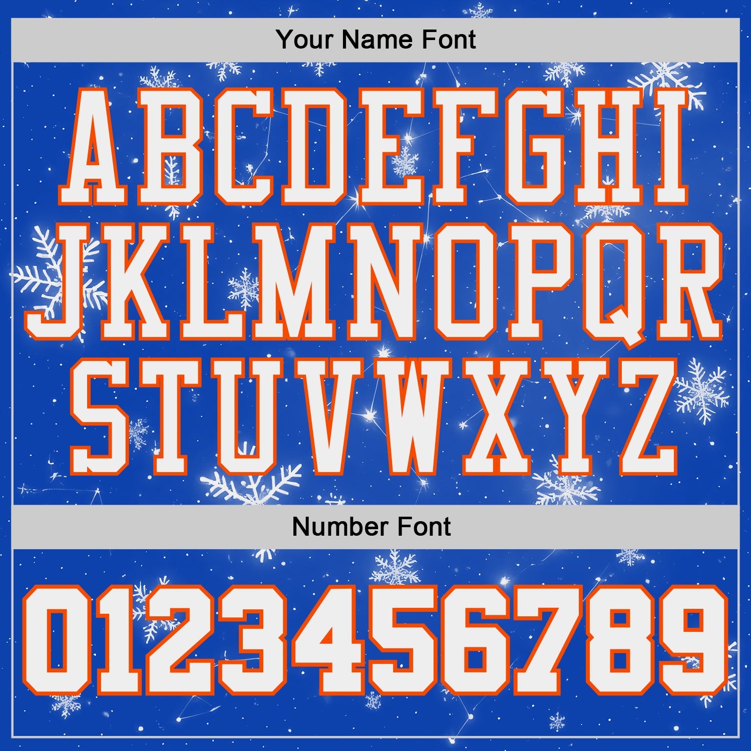 Custom Thunder Blue White Orange Black-Yellow Winter Snowflake Gradient Round Neck Sublimation Basketball Uniform Jersey view 4