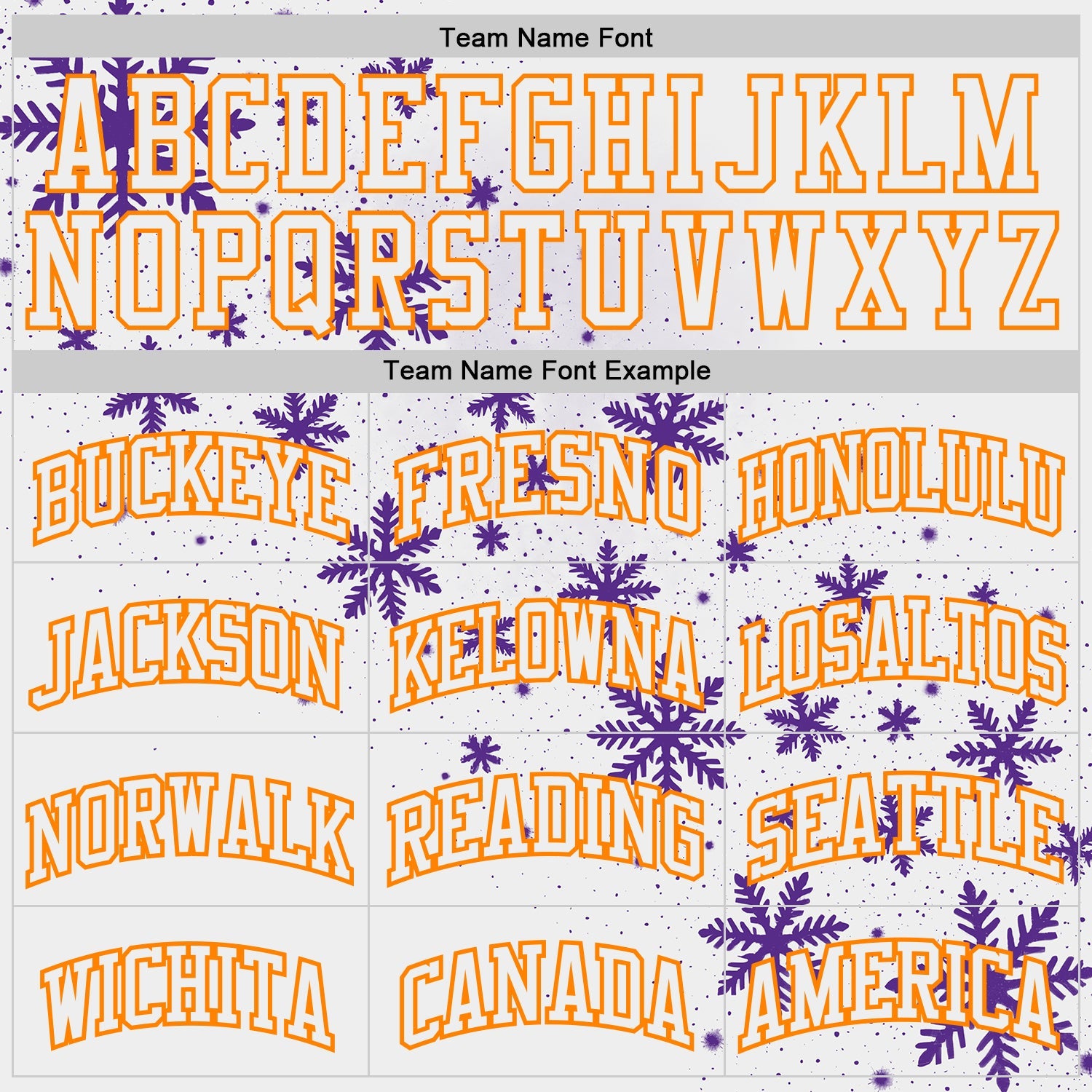 Custom White Purple-Bay Orange Winter Snowflake Round Neck Sublimation Basketball Uniform Jersey view 3