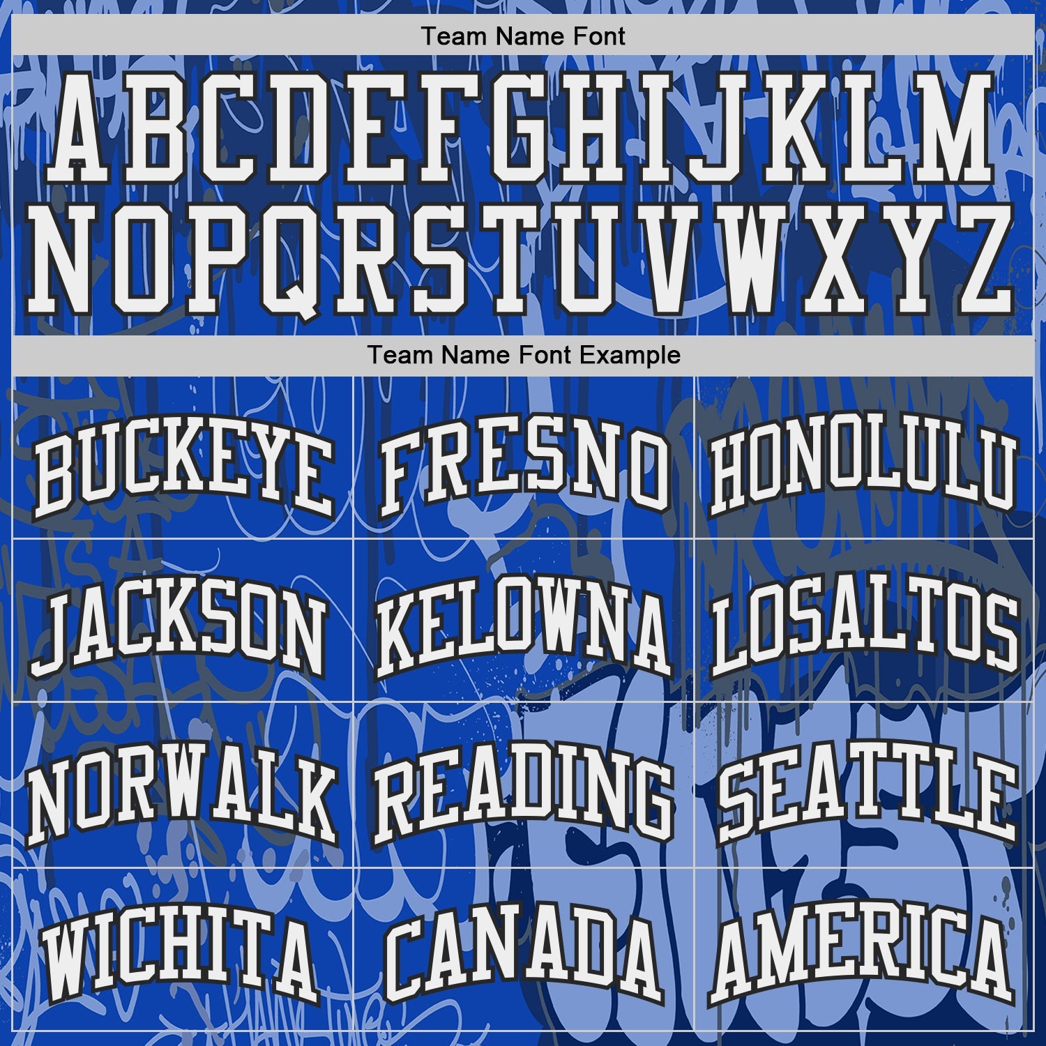 Custom Blue White-Black Hiphop Street Graffiti Round Neck Sublimation Basketball Uniform Jersey view 3