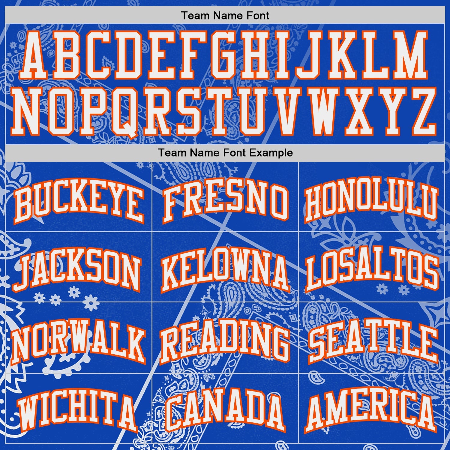 Custom Blue White Orange Black-Yellow Paisley Bandana Round Neck Sublimation Basketball Uniform Jersey view 3