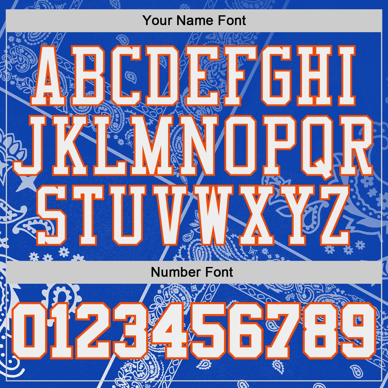 Custom Blue White Orange Black-Yellow Paisley Bandana Round Neck Sublimation Basketball Uniform Jersey view 4