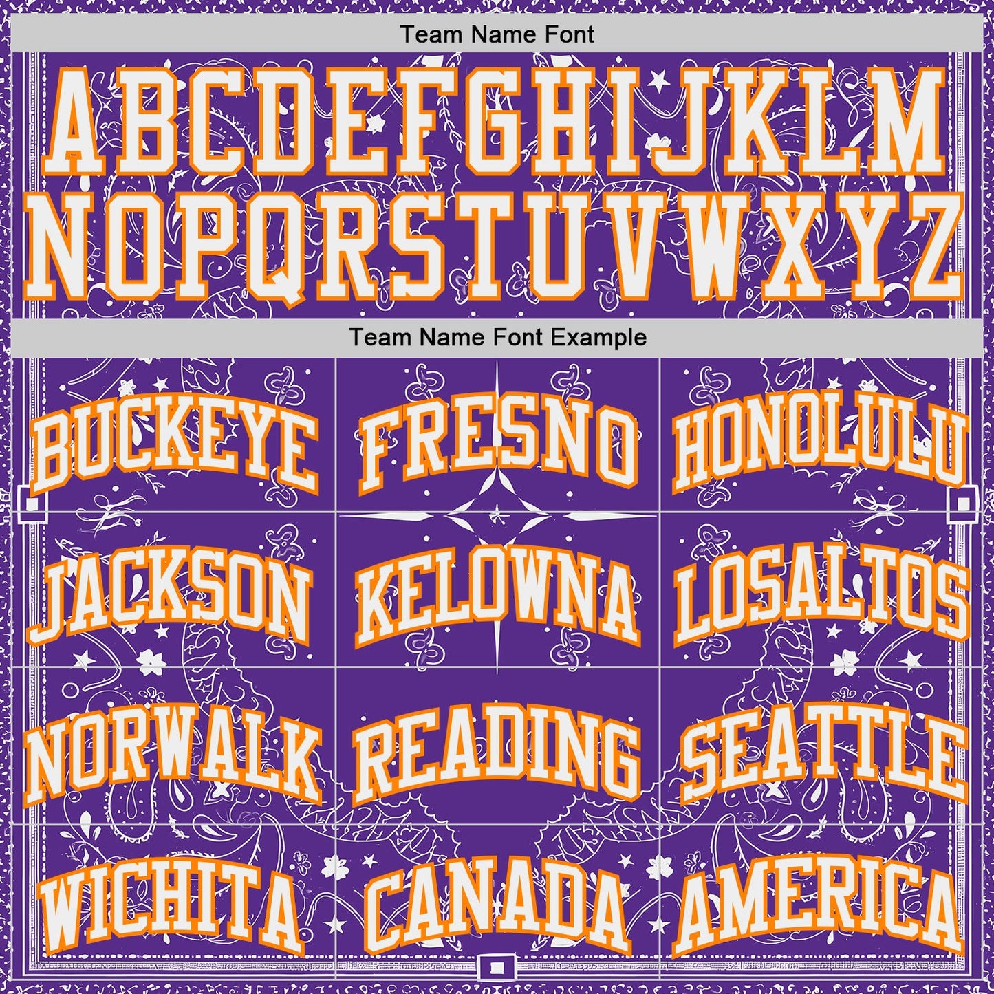 Custom Purple White-Bay Orange Paisley Bandana Round Neck Sublimation Basketball Uniform Jersey view 3