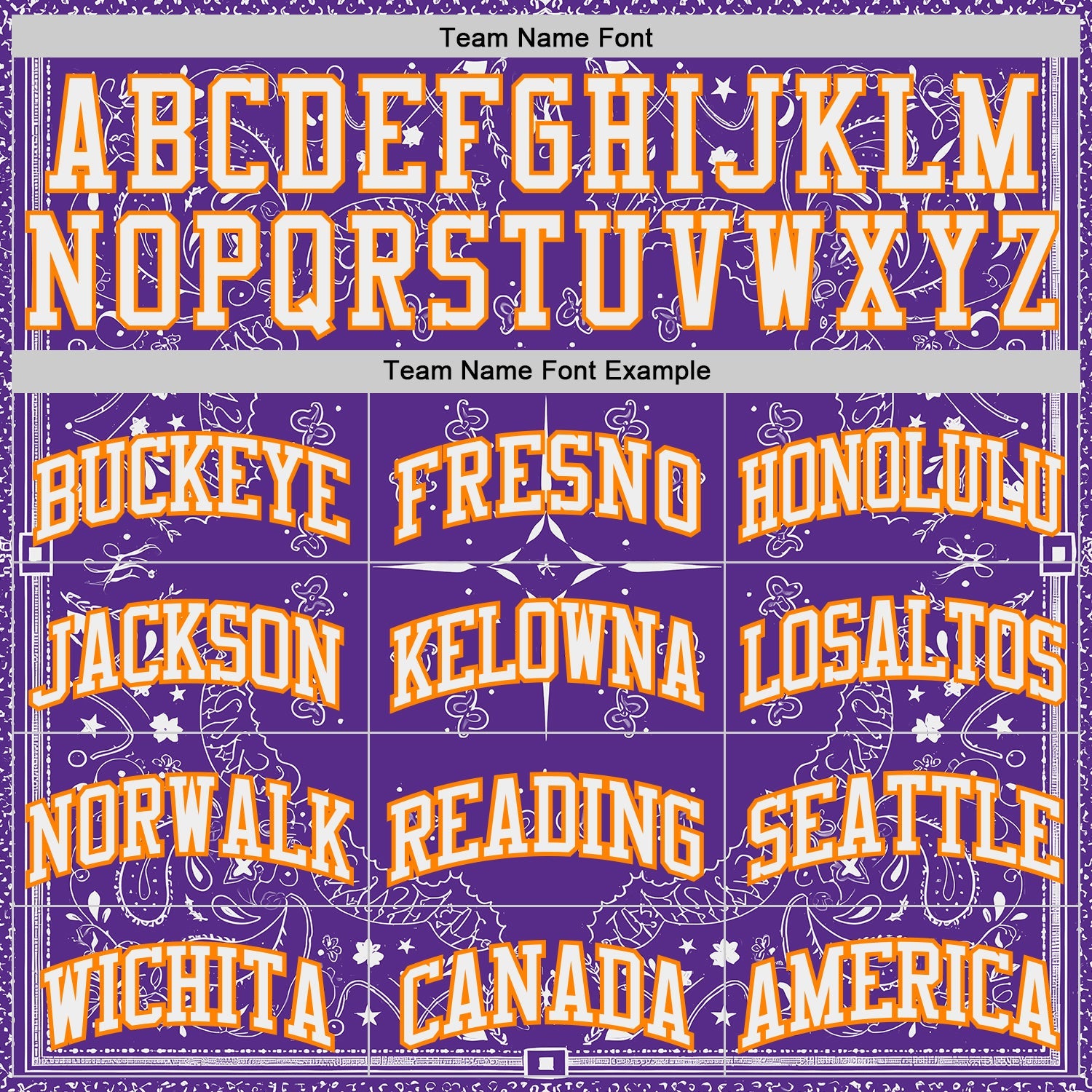 Custom Purple White-Bay Orange Paisley Bandana Round Neck Sublimation Basketball Uniform Jersey view 3