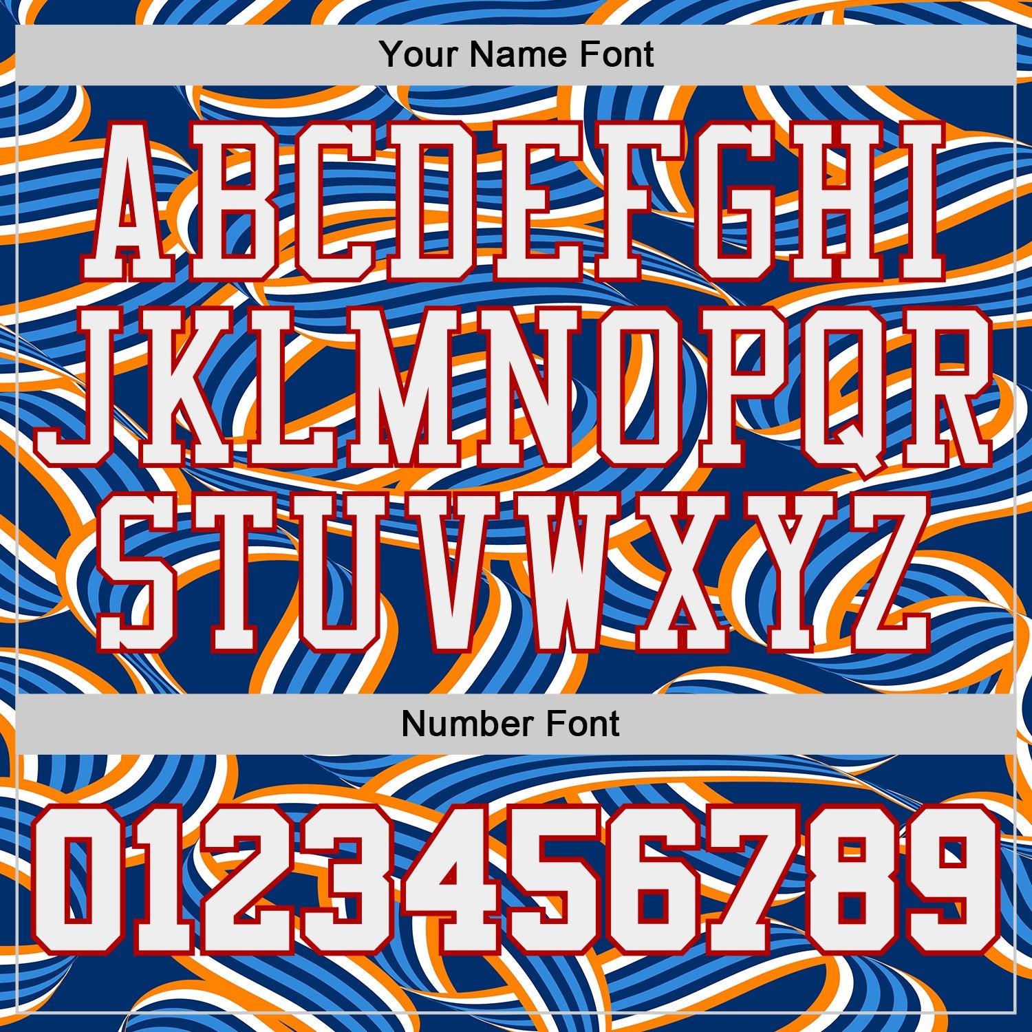 Custom Blue White Orange-Red Abstract Swirl Lines Round Neck Sublimation Basketball Uniform Jersey view 4