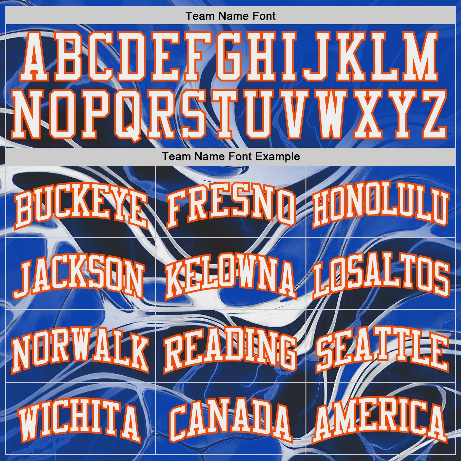 Custom Thunder Blue White Orange Black-Yellow Marble Swirl Round Neck Sublimation Basketball Uniform Jersey view 3