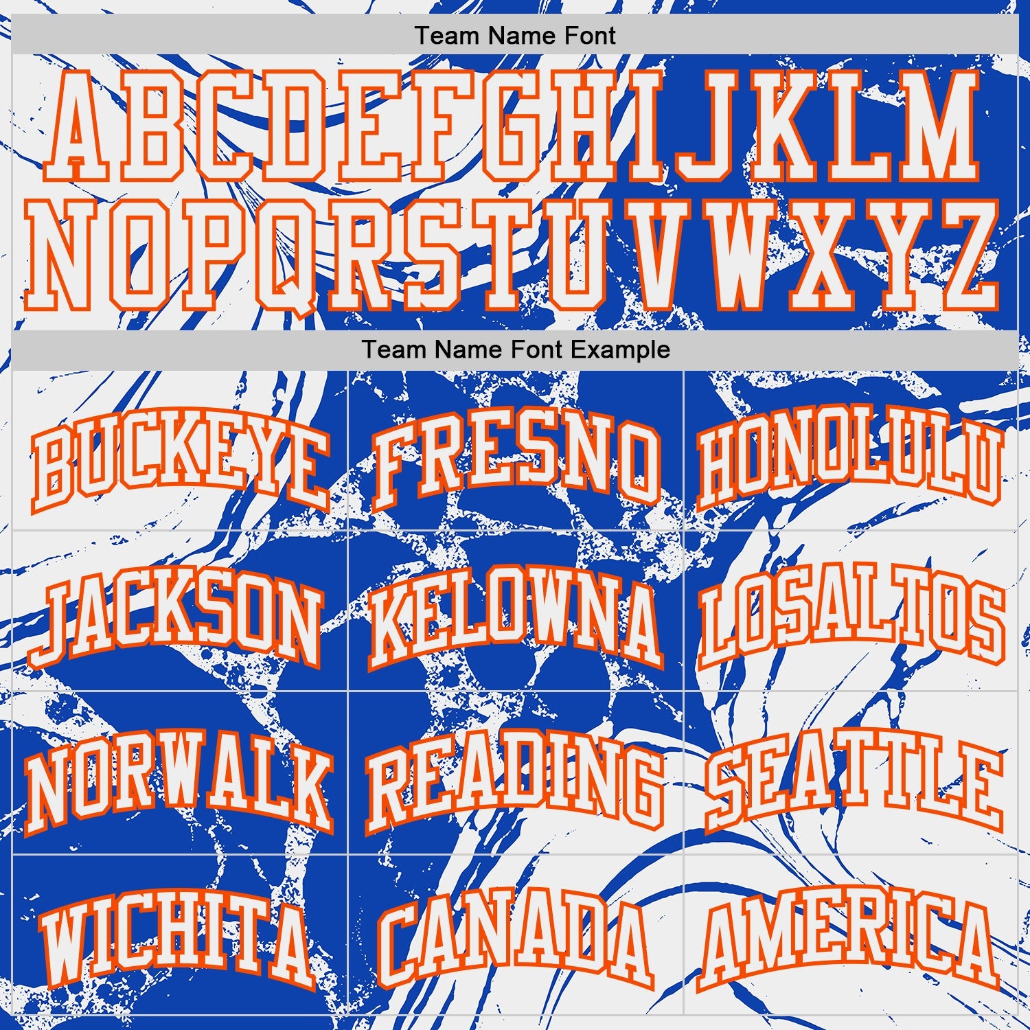 Custom Thunder Blue White Orange Black-Yellow Marble Swirl Round Neck Sublimation Basketball Uniform Jersey view 3