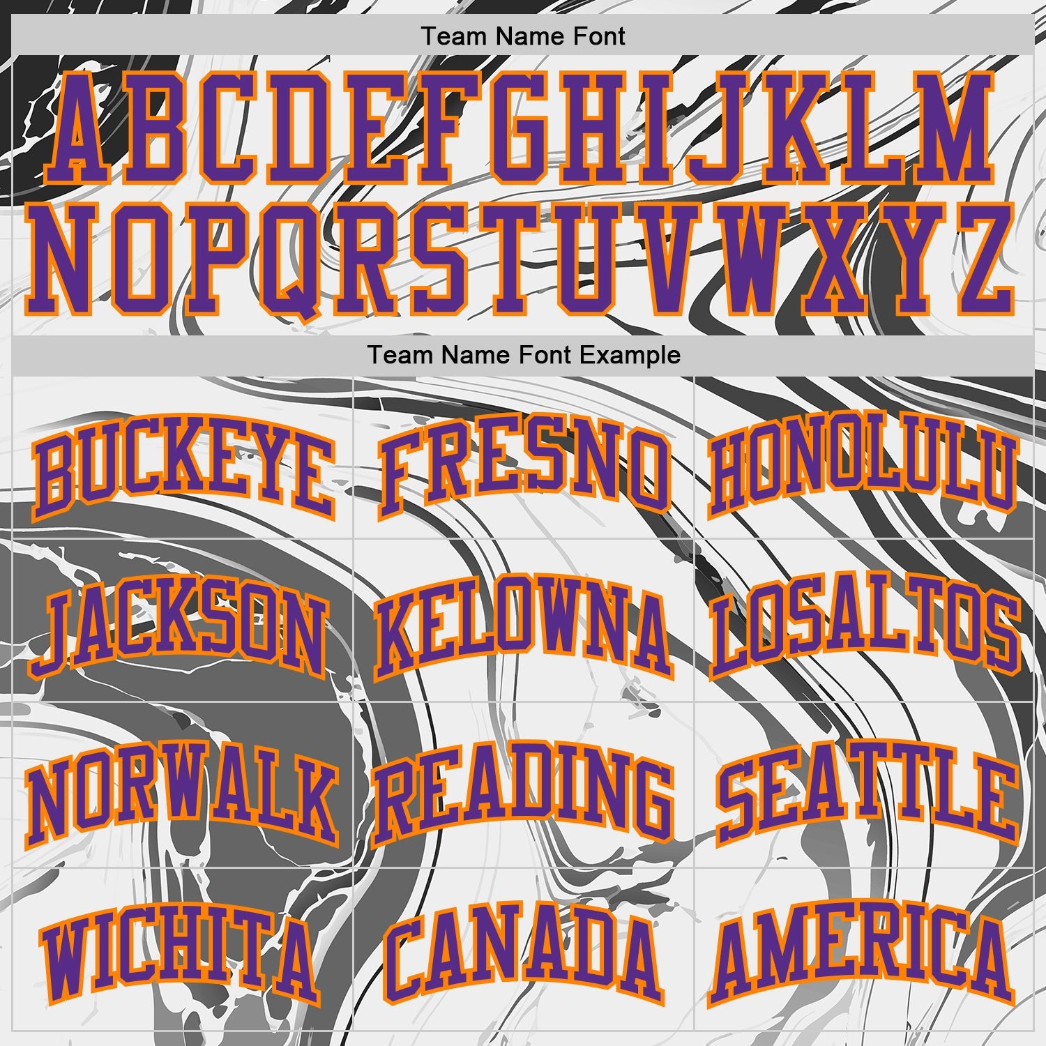 Custom White Purple Gray-Bay Orange Marble Swirl Liquid Fluid Round Neck Sublimation Basketball Uniform Jersey view 3