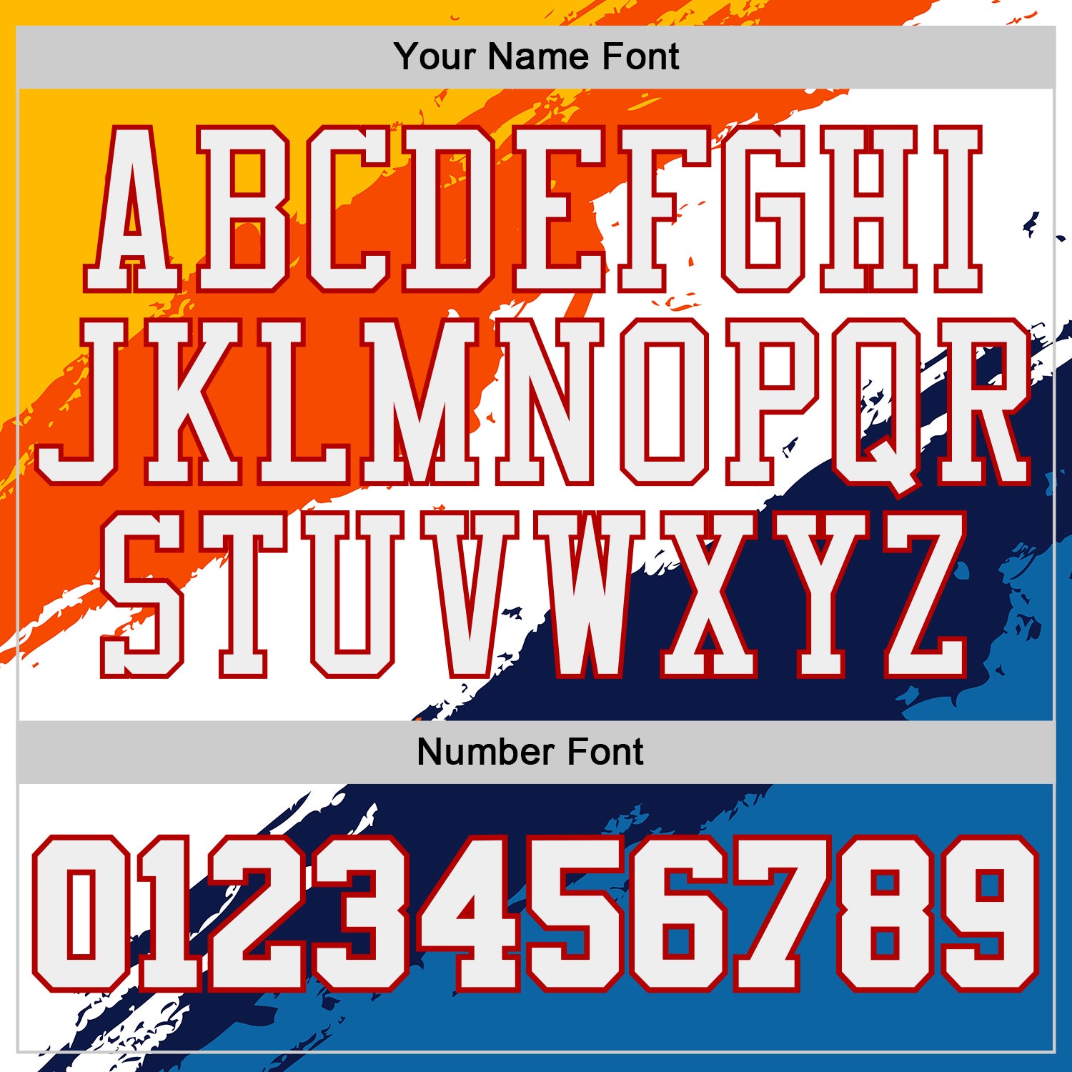 Custom White Blue Orange Yellow-Red Brush Stroke Paint Splash Round Neck Sublimation Basketball Uniform Jersey view 4