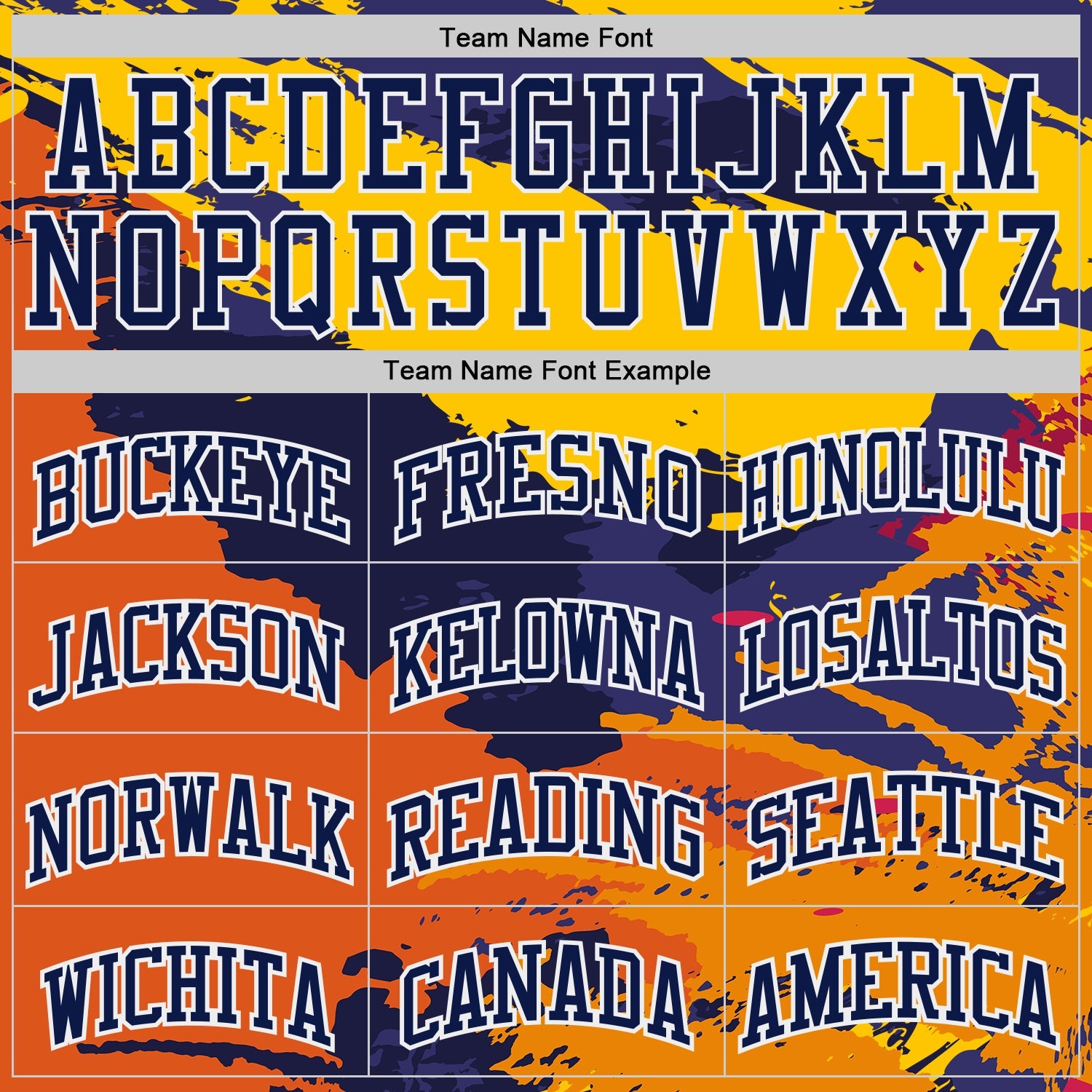 Custom Gold Navy Orange-White Brush Stroke Paint Splash Round Neck Sublimation Basketball Uniform Jersey view 3