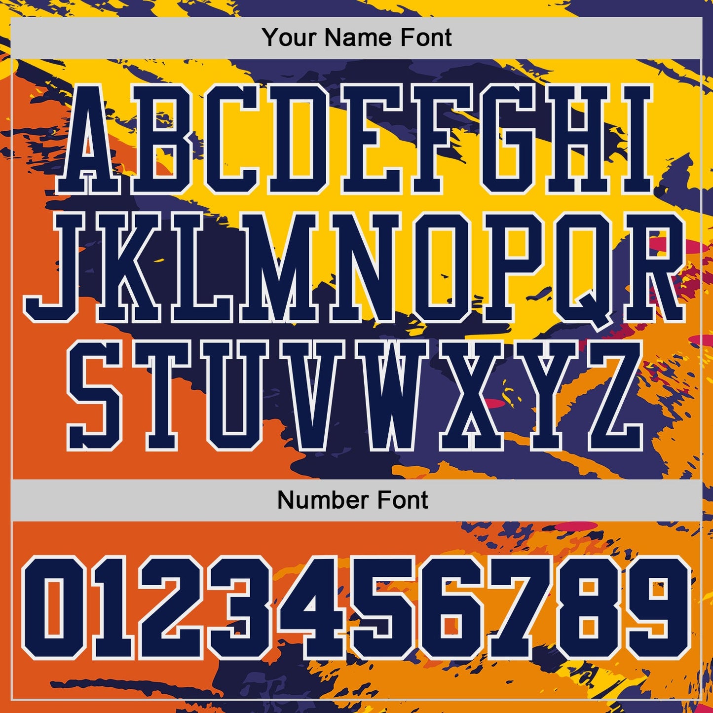 Custom Gold Navy Orange-White Brush Stroke Paint Splash Round Neck Sublimation Basketball Uniform Jersey view 4
