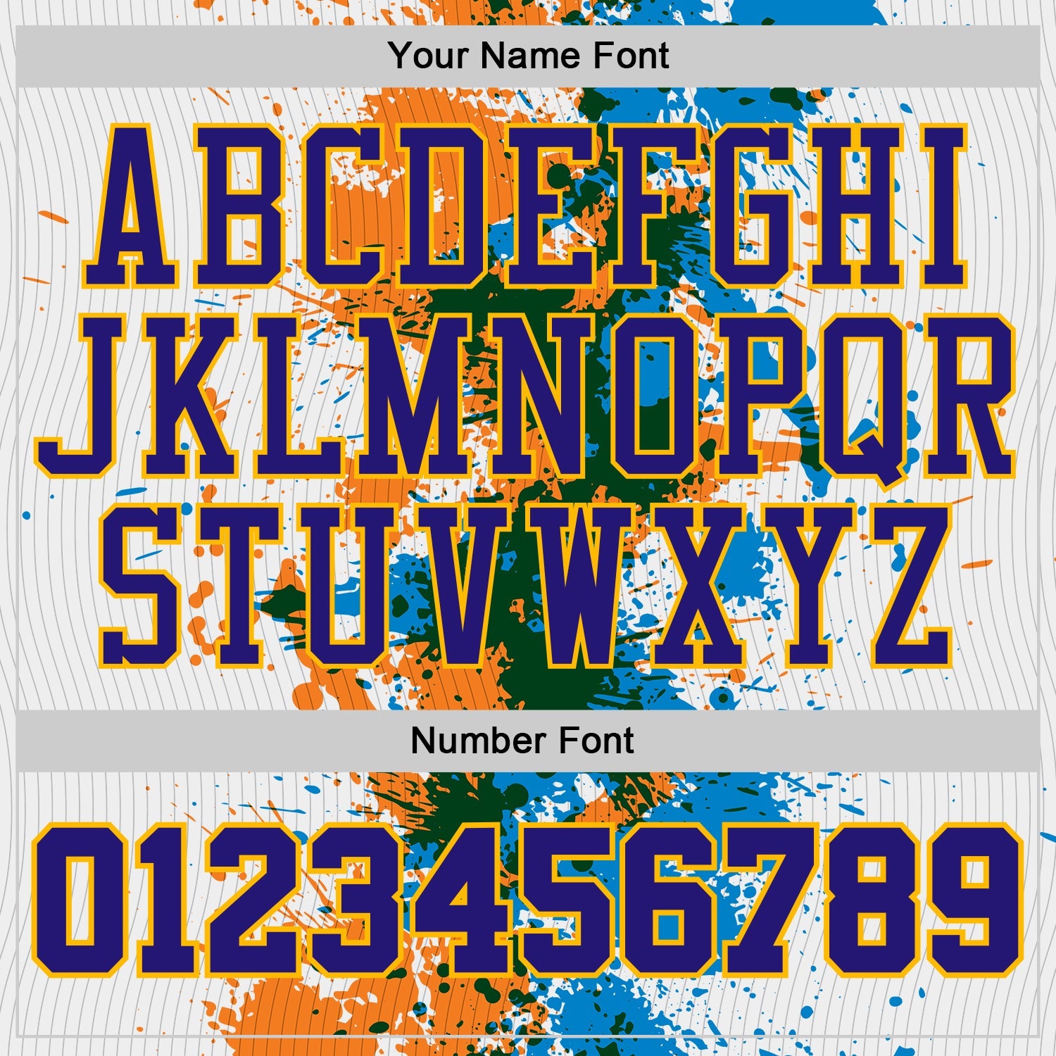 Custom White Dark Purple Orange Green Blue-Gold Paint Splatter Round Neck Sublimation Basketball Uniform Jersey view 4