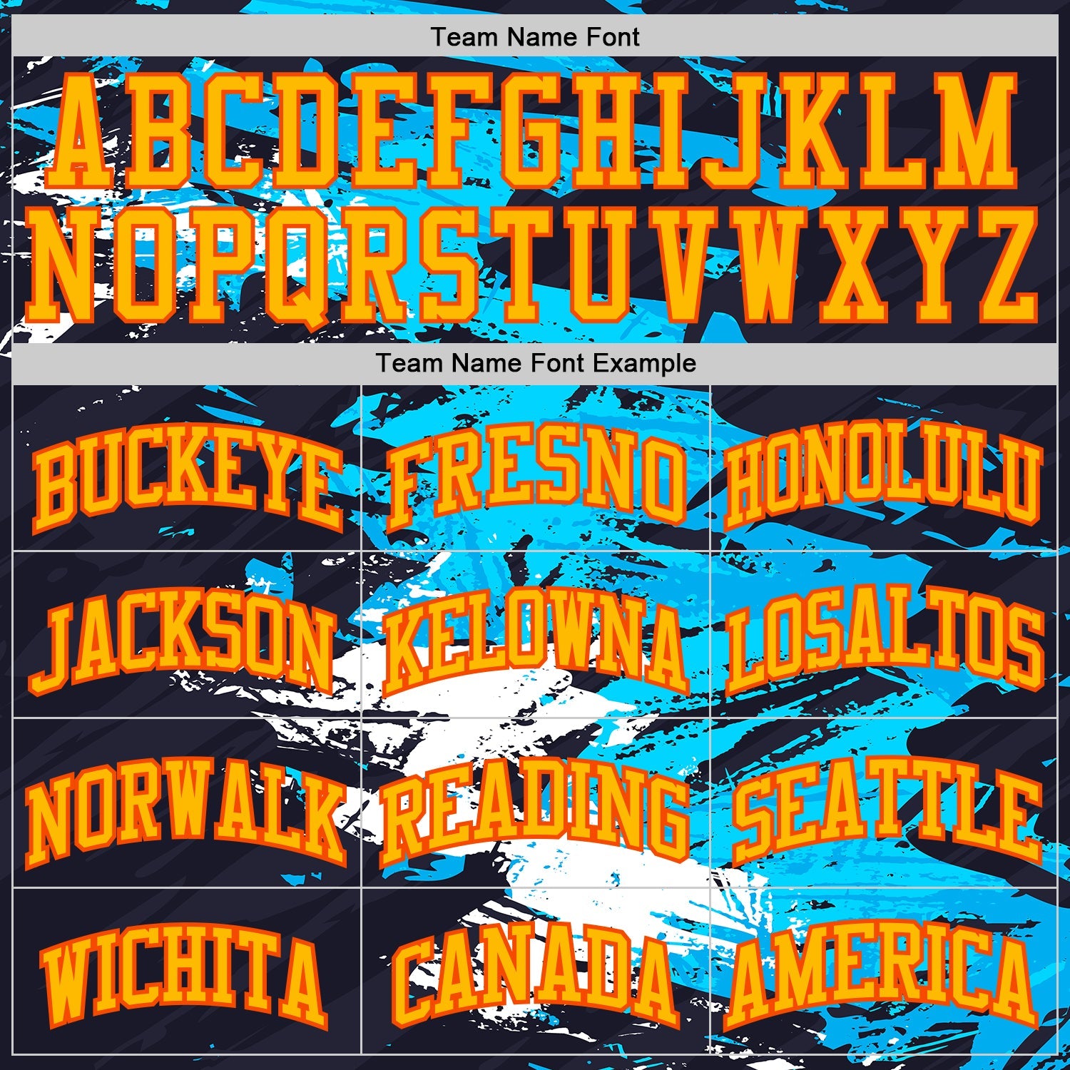 Custom Blue Gold-Orange Brush Stroke Paint Splash Round Neck Sublimation Basketball Uniform Jersey view 3