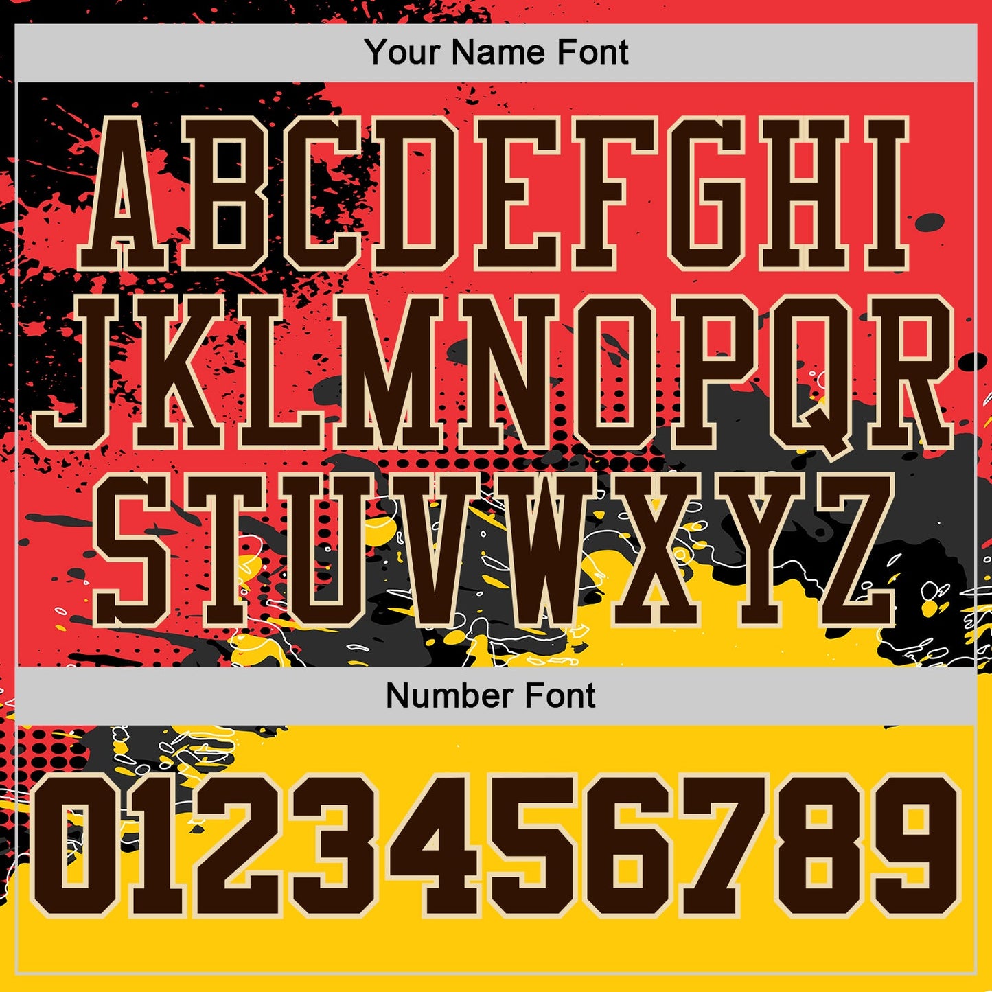 Custom Red Brown Yellow Black-Cream Brush Stroke Paint Splash Round Neck Sublimation Basketball Uniform Jersey view 4