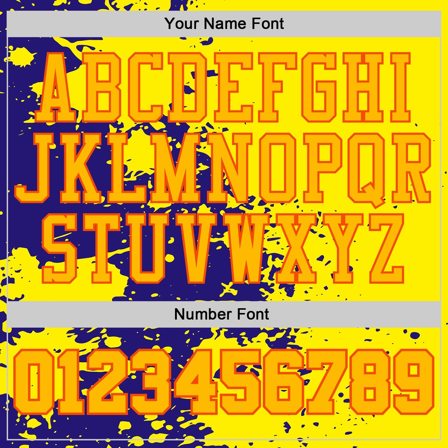 Custom Light Yellow Gold Dark Purple-Orange Paint Splatter Round Neck Sublimation Basketball Uniform Jersey view 4