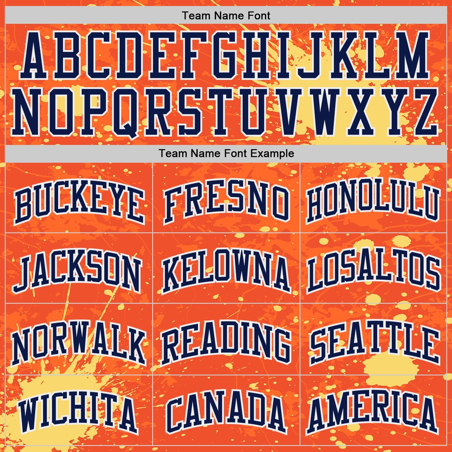 Custom Orange Navy Yellow-White Brush Stroke Paint Splash Round Neck Sublimation Basketball Uniform Jersey view 3