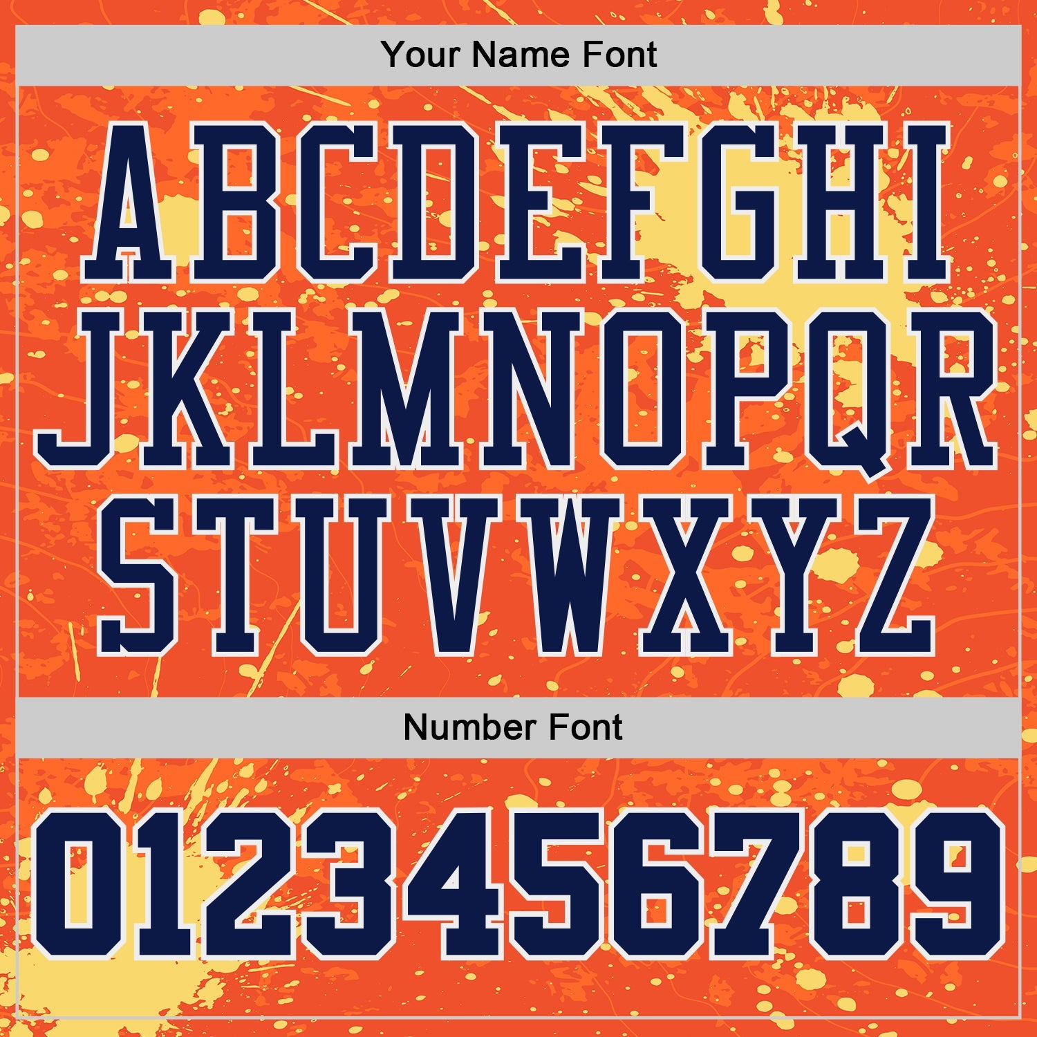 Custom Orange Navy Yellow-White Brush Stroke Paint Splash Round Neck Sublimation Basketball Uniform Jersey view 4