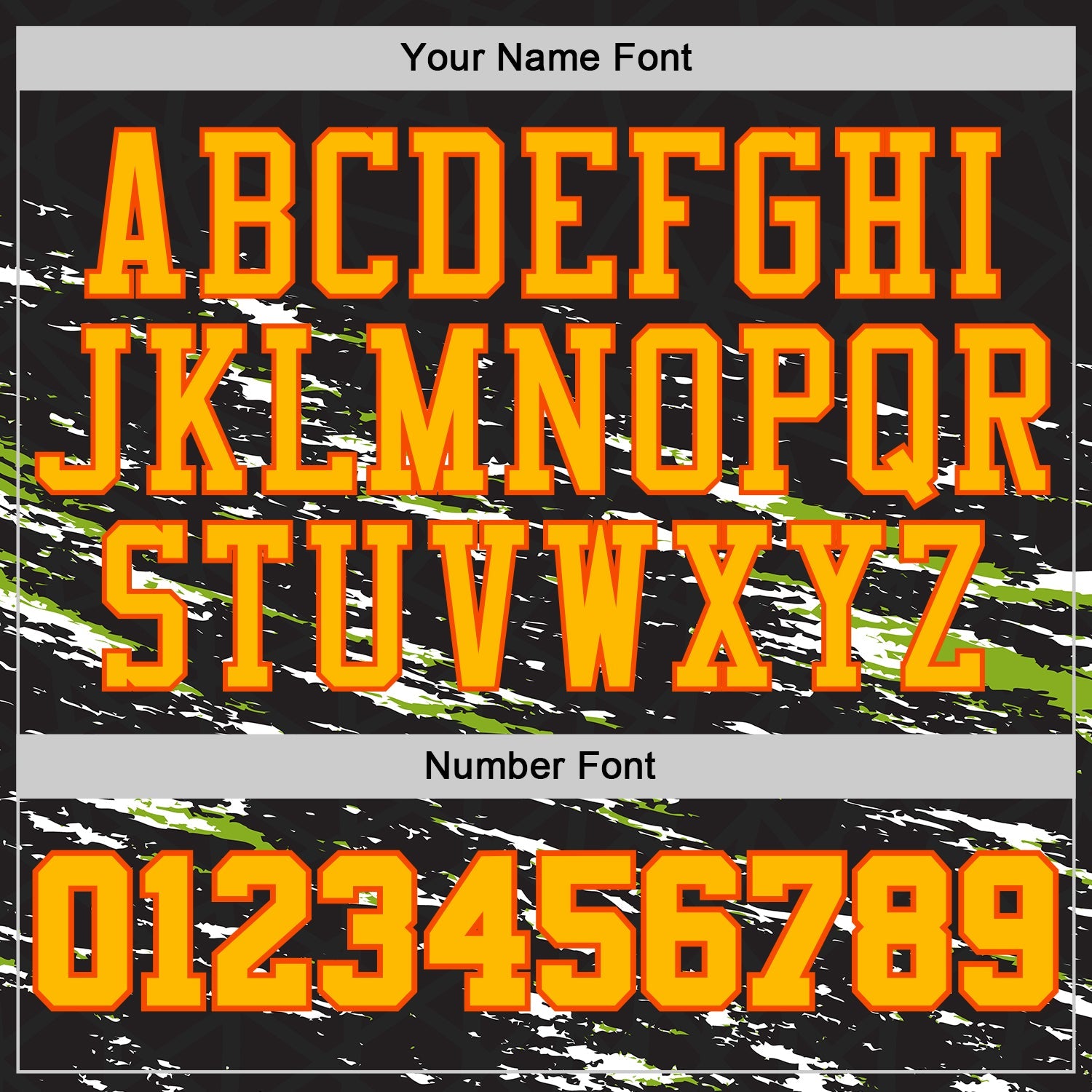 Custom Black Gold Neon Green-Orange Vintage Brush Stroke Round Neck Sublimation Basketball Uniform Jersey view 4