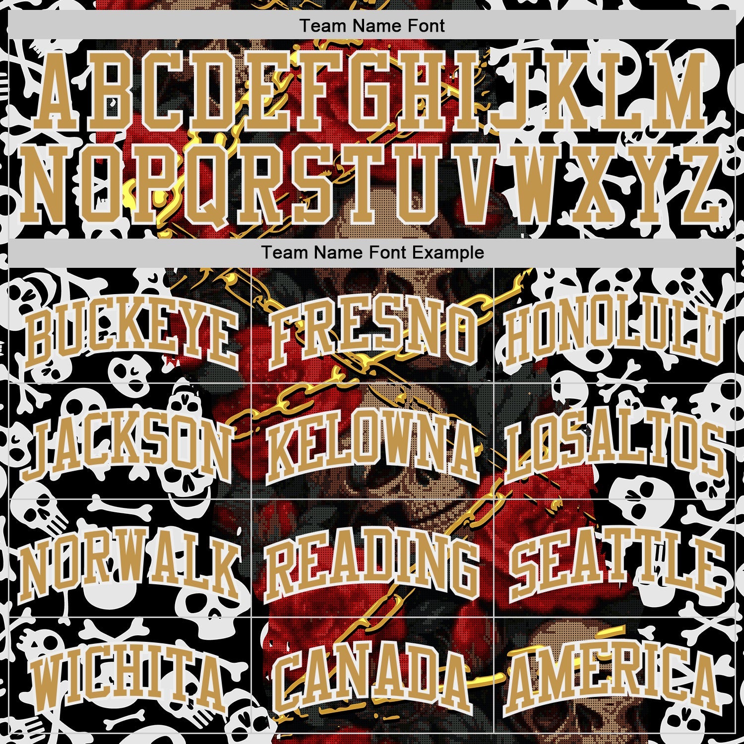 Custom Black Old Gold-White Gothic Skulls And Roses Round Neck Sublimation Basketball Uniform Jersey view 3