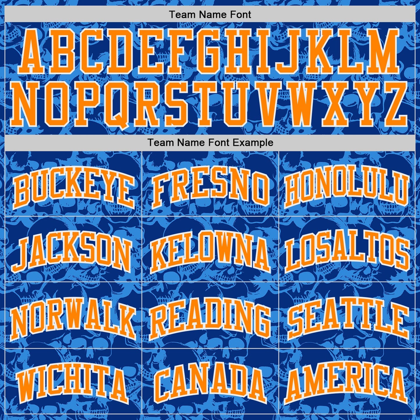 Custom Royal Bay Orange-White Gothic Skulls Round Neck Sublimation Basketball Uniform Jersey view 3